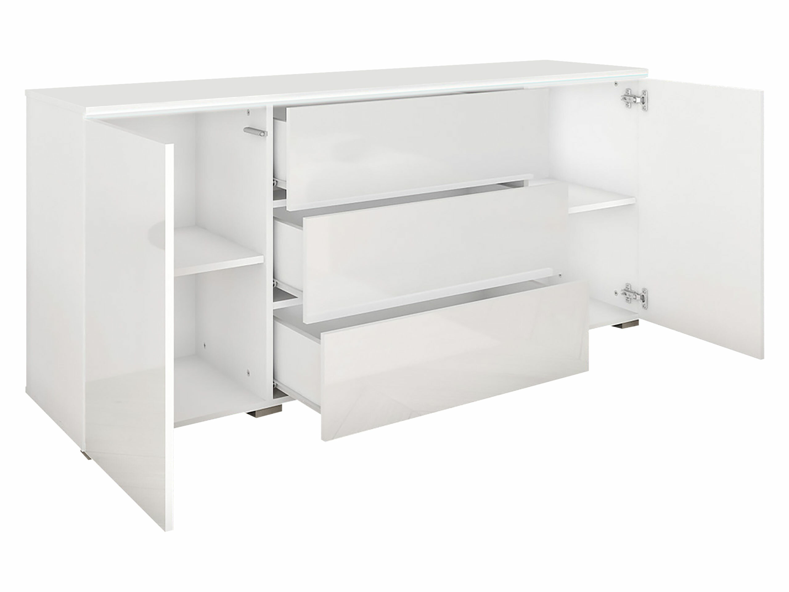 Kommode Sarasota 142 (Beton + Glansfuld hvid)