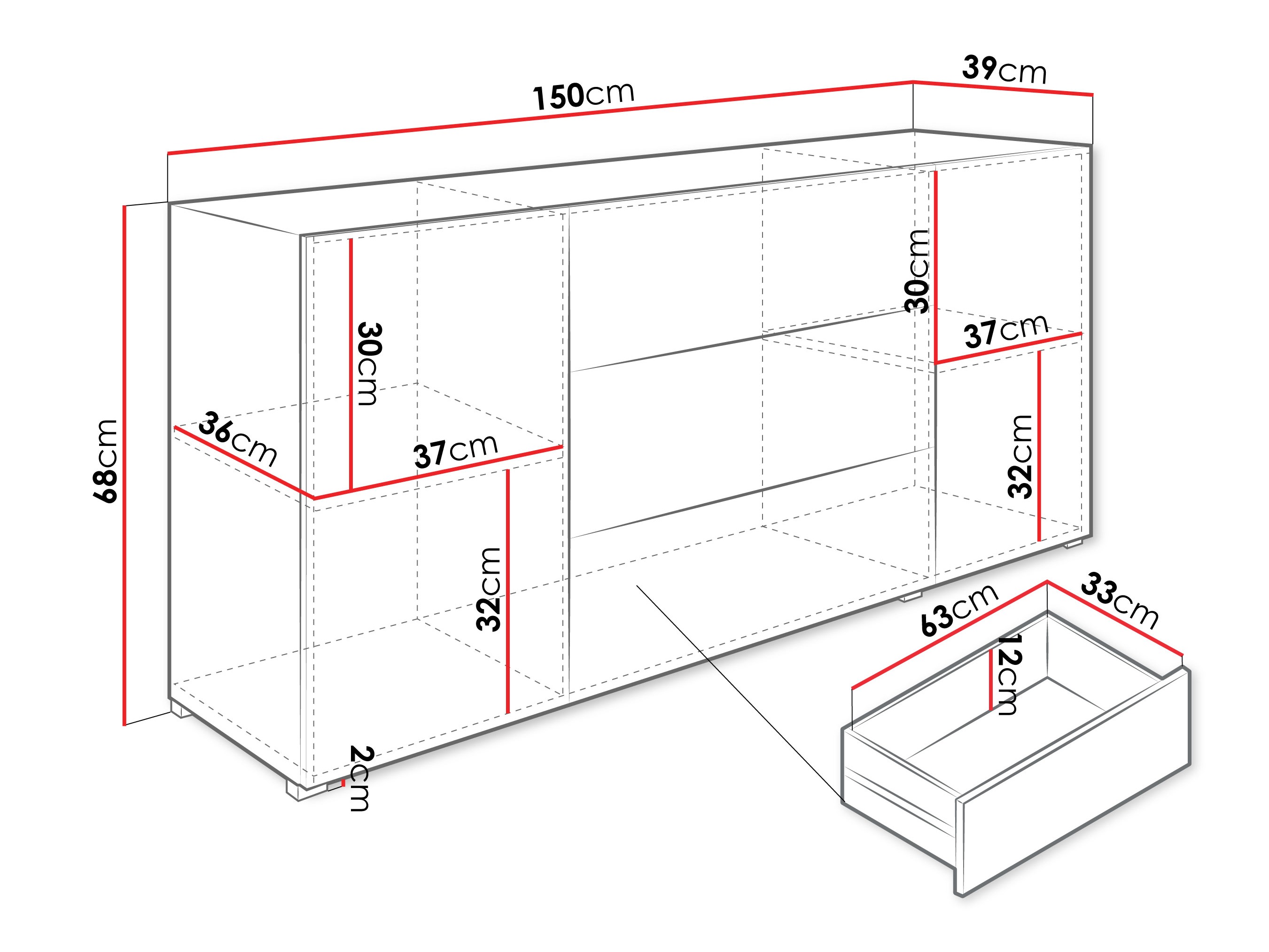 Kommode Sarasota 191 (Wotan eg + Grafit)