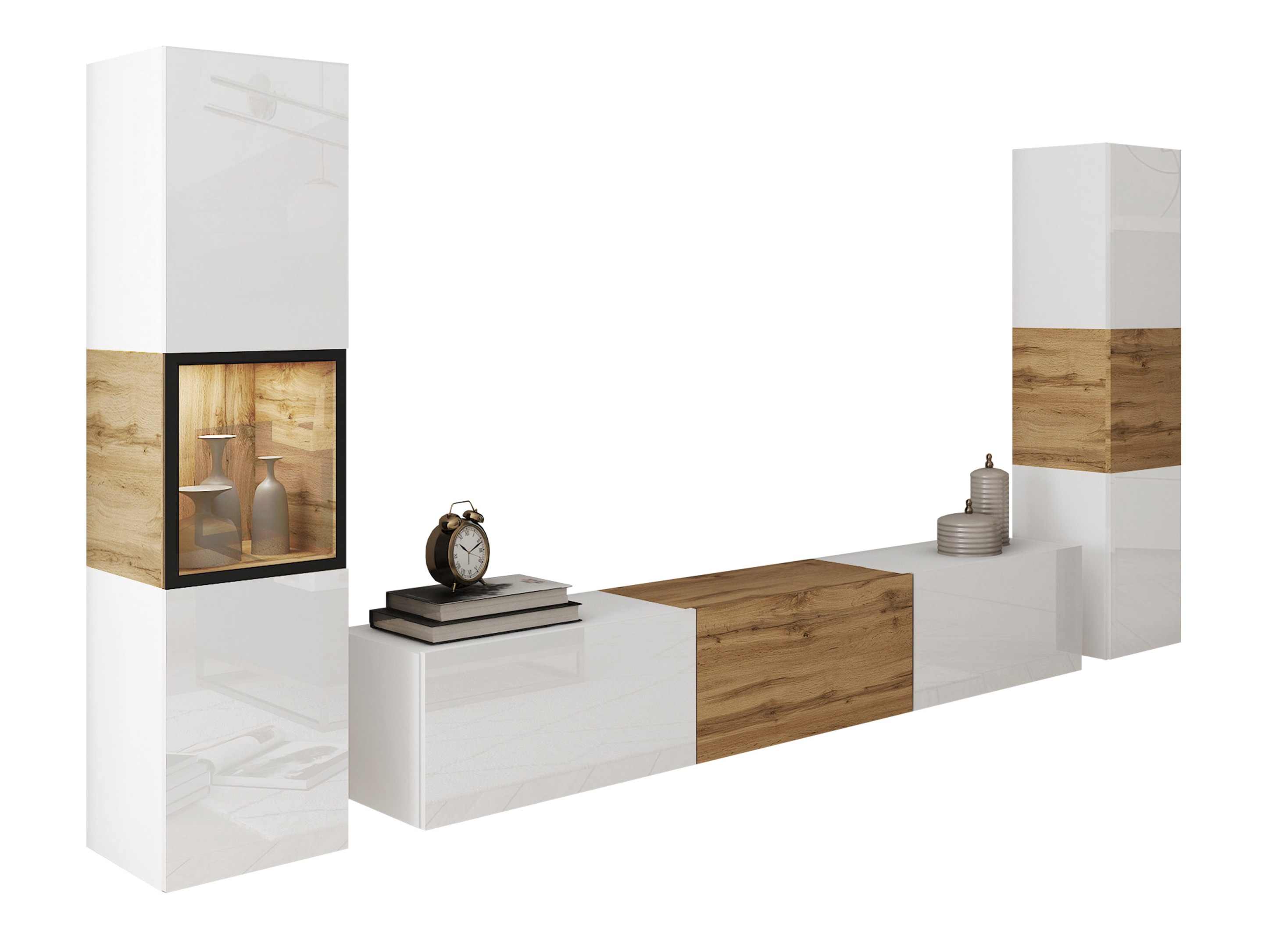 Stuemøbelsæt Sarasota 193 (Hvid + Wotan eg)