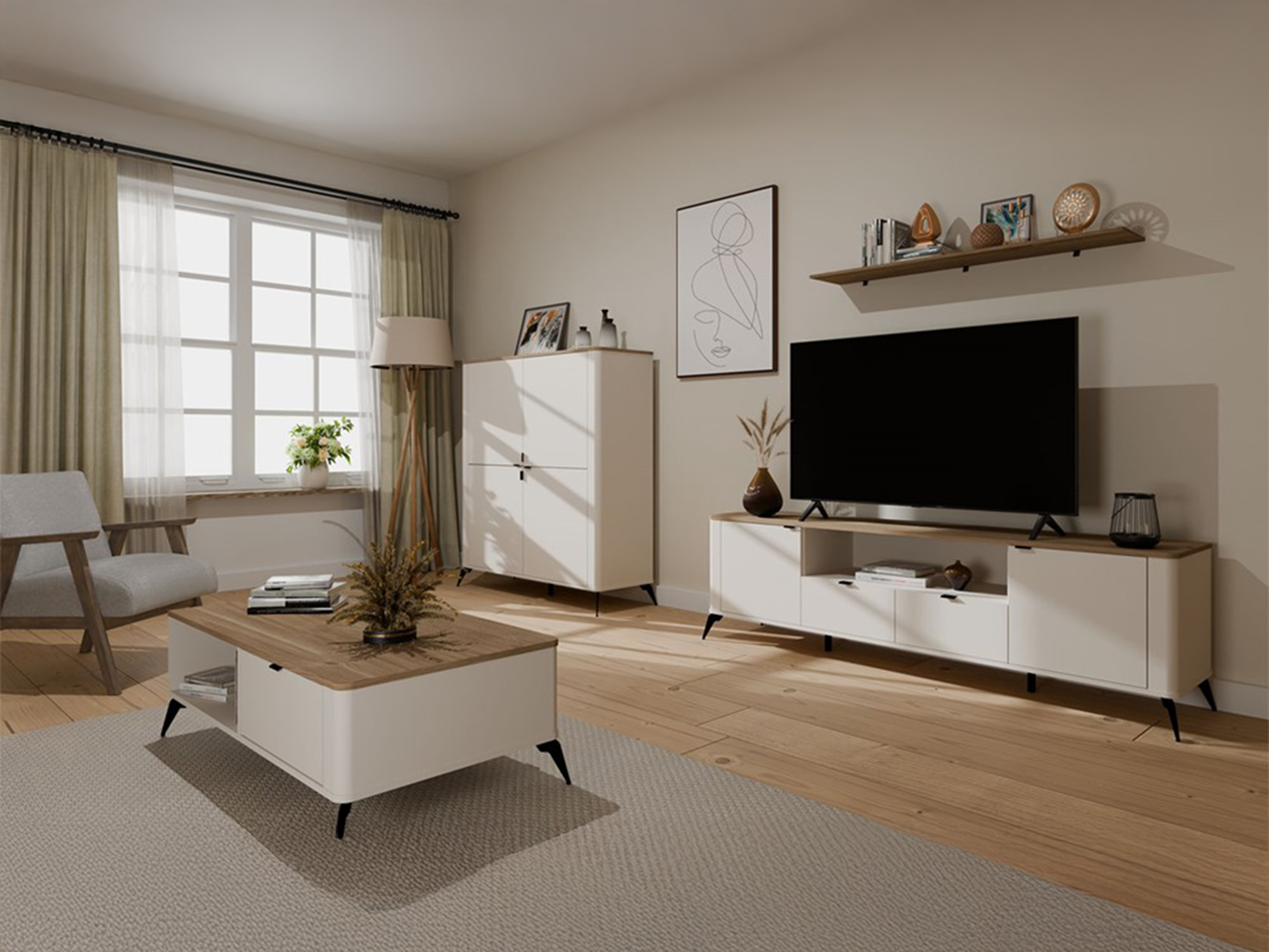 TV-bord Soavie 108 (Kashmir + Egetræ)