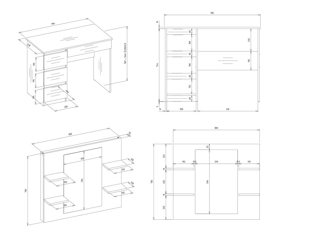 Sminkebord Mandeville 351 (Venstre)
