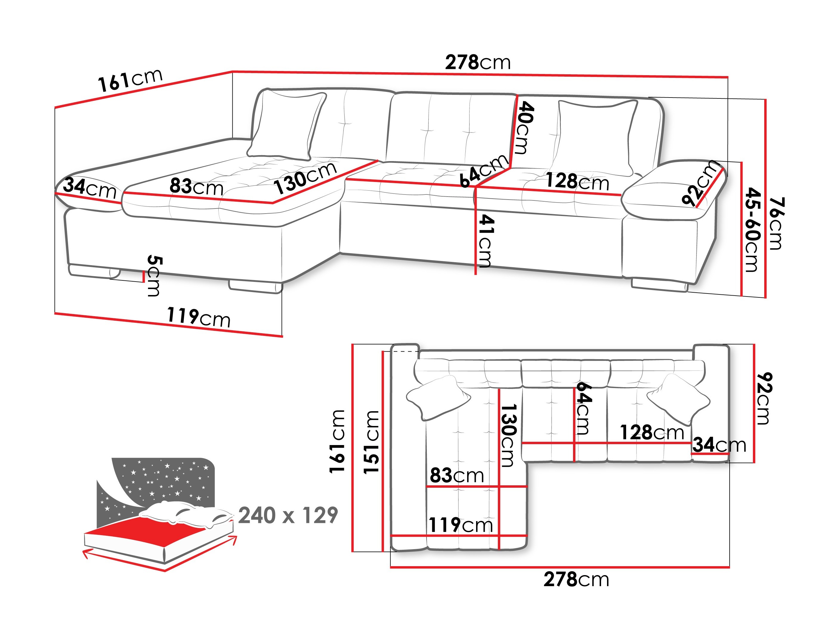 Hjørnesofa Comfivo 152 (Sandu 224.01)