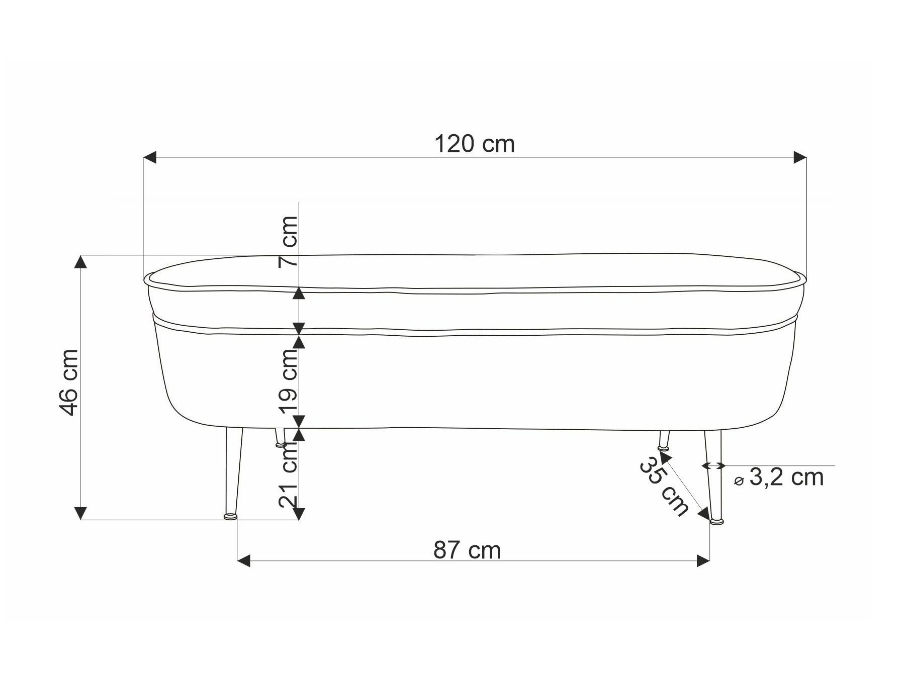 Polstret bænk Houston 1446