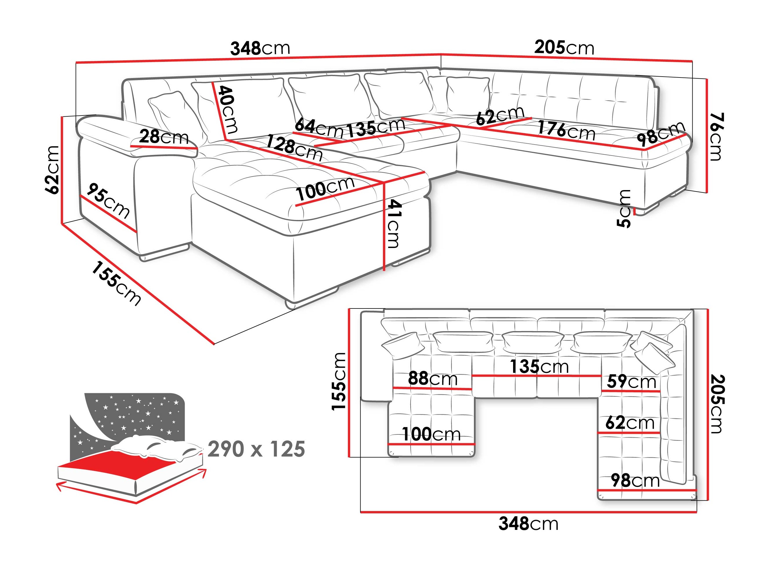 Hjørnesofa Comfivo 128 (Højre)