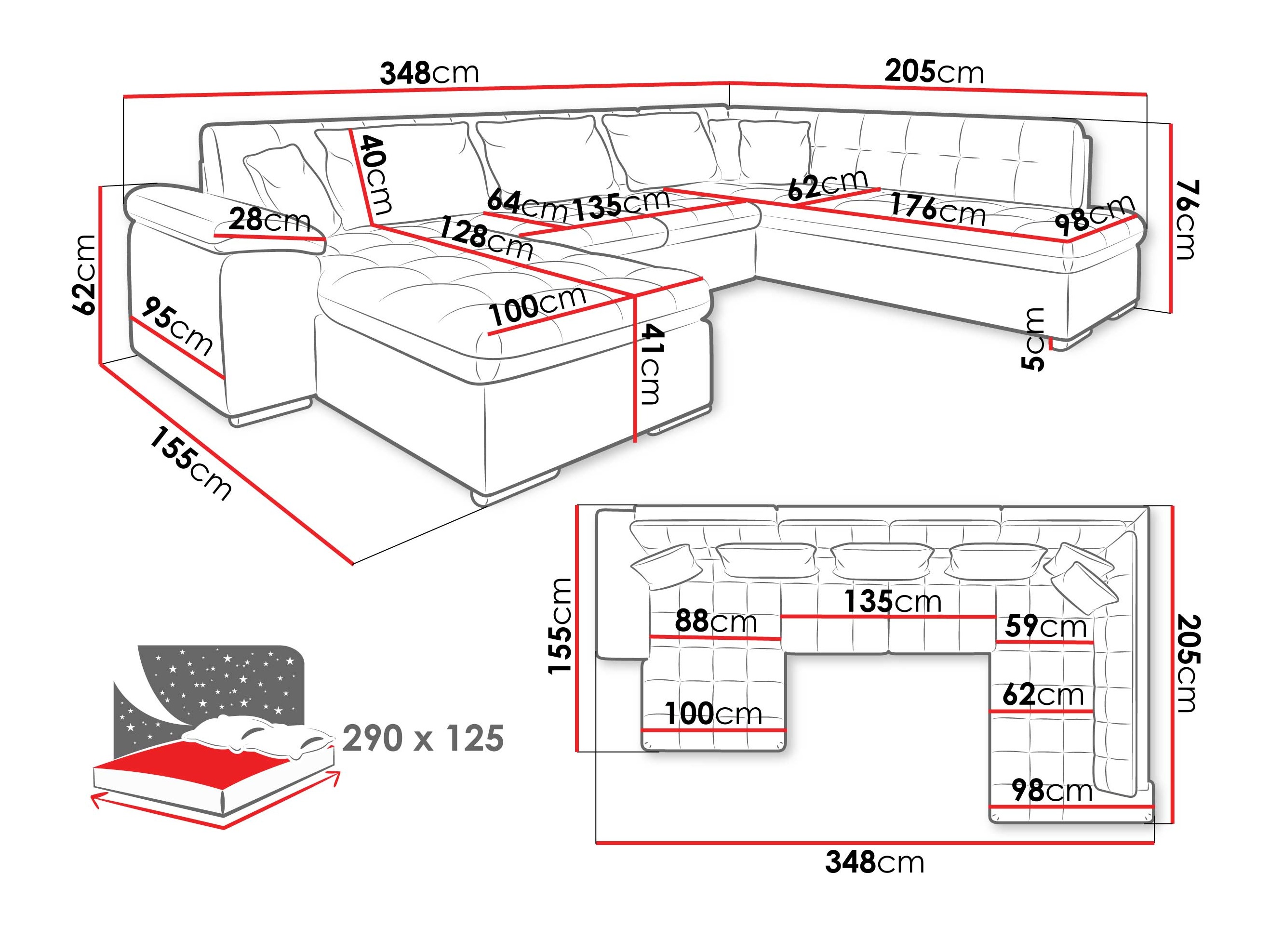 Hjørnesofa Comfivo 128 (Venstre)