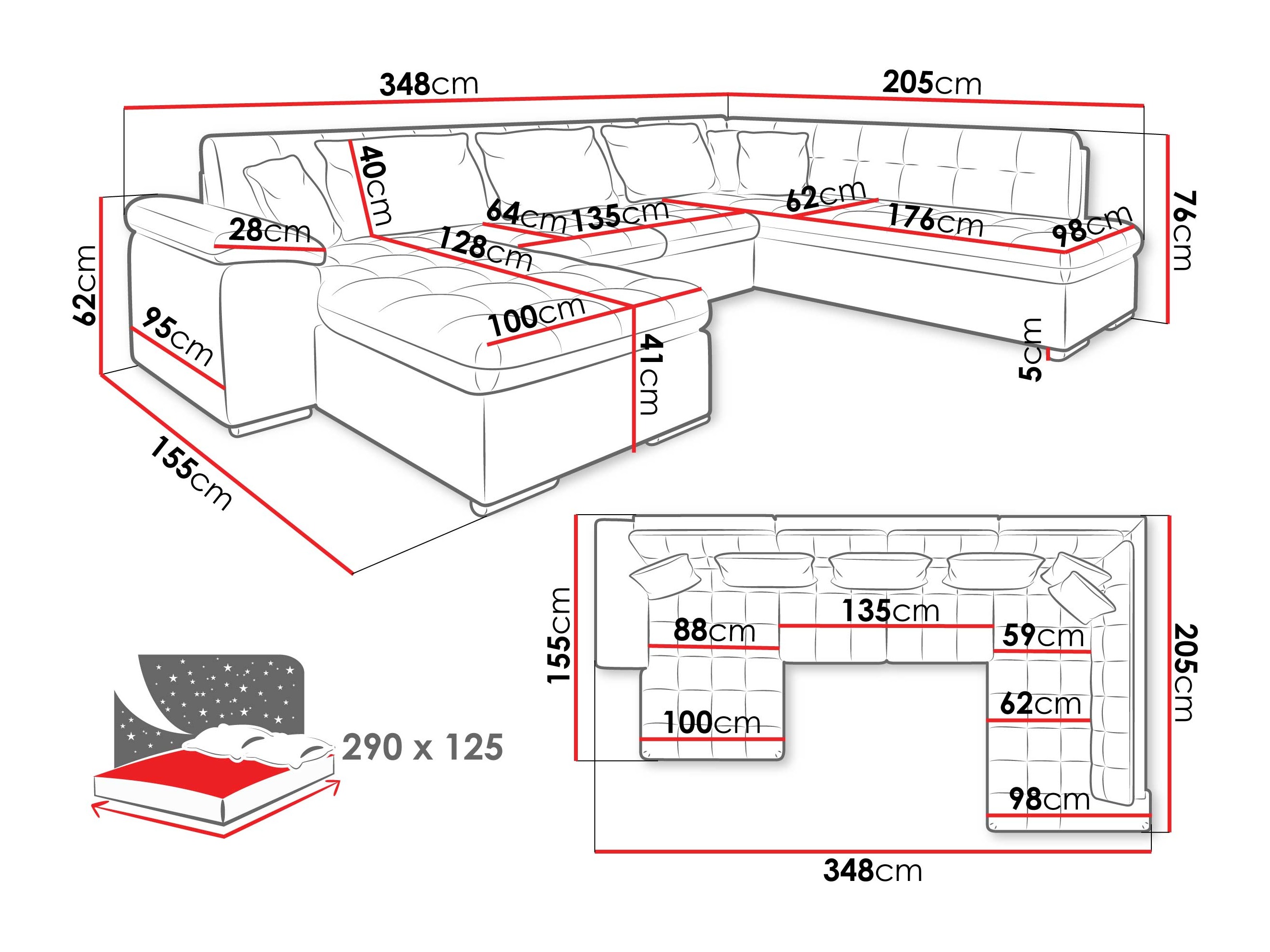 Hjørnesofa Comfivo 128 (Venstre)