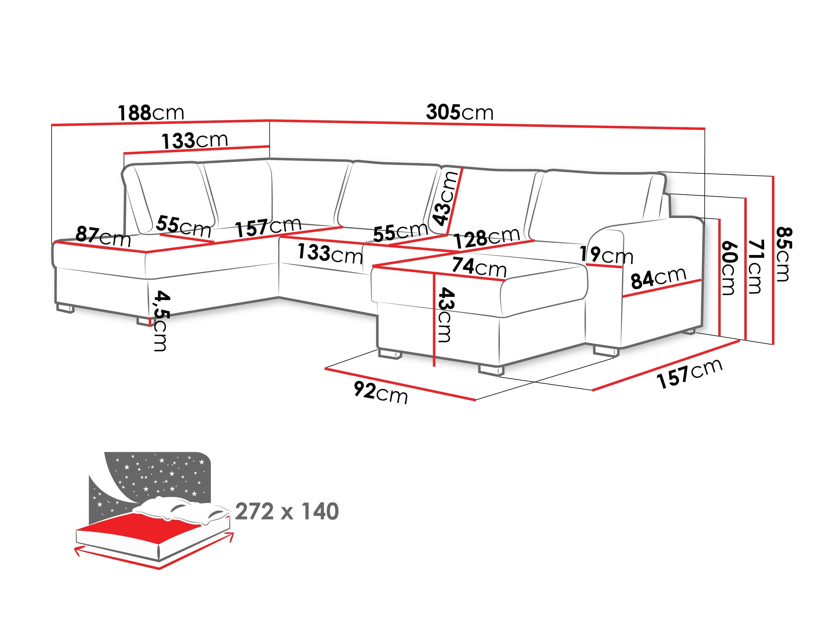 Hjørnesofa Comfivo Flumen (Nazar 225.02)