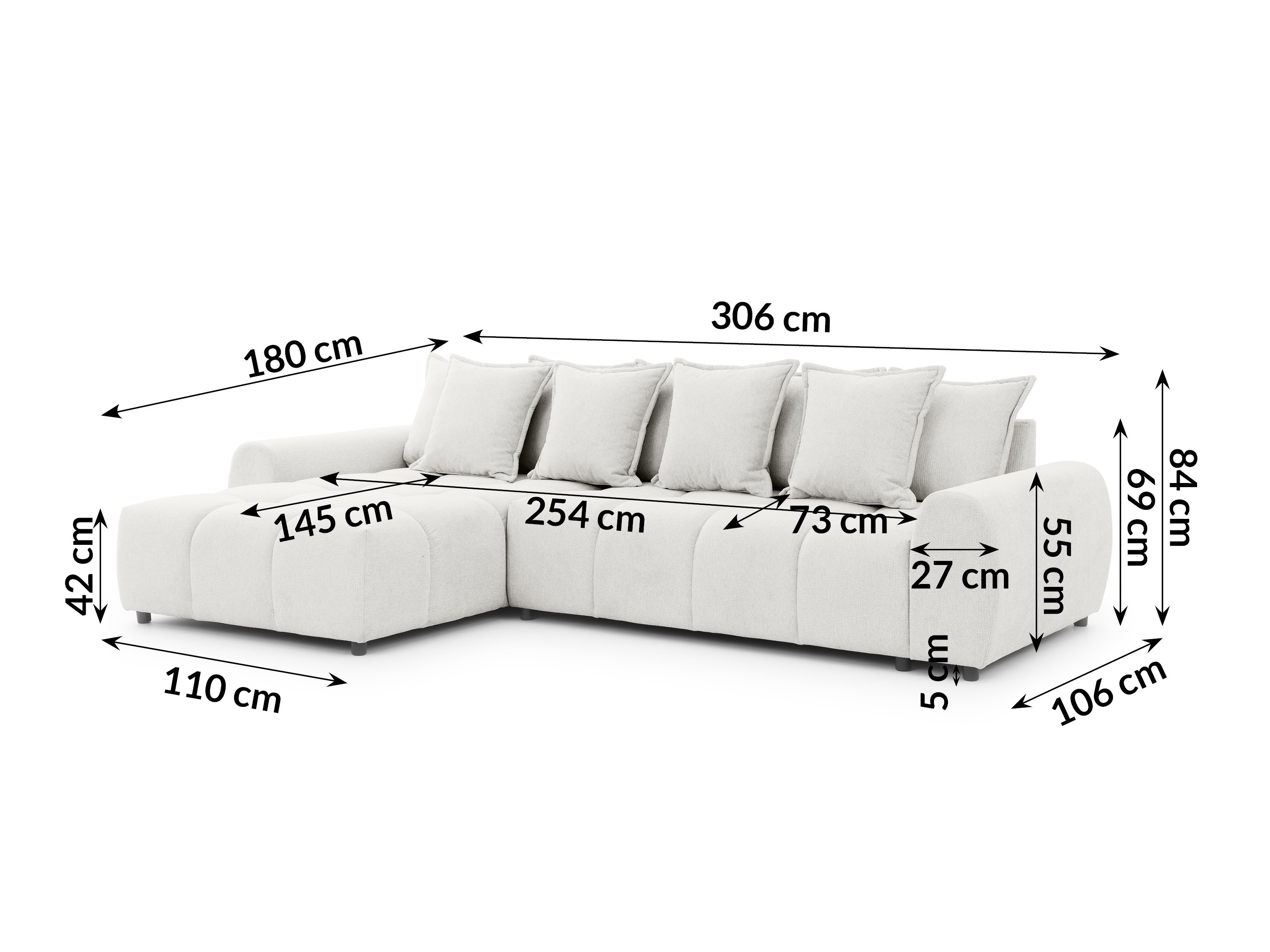 Hjørnesofa Rocklin 132 (Aragon 01)