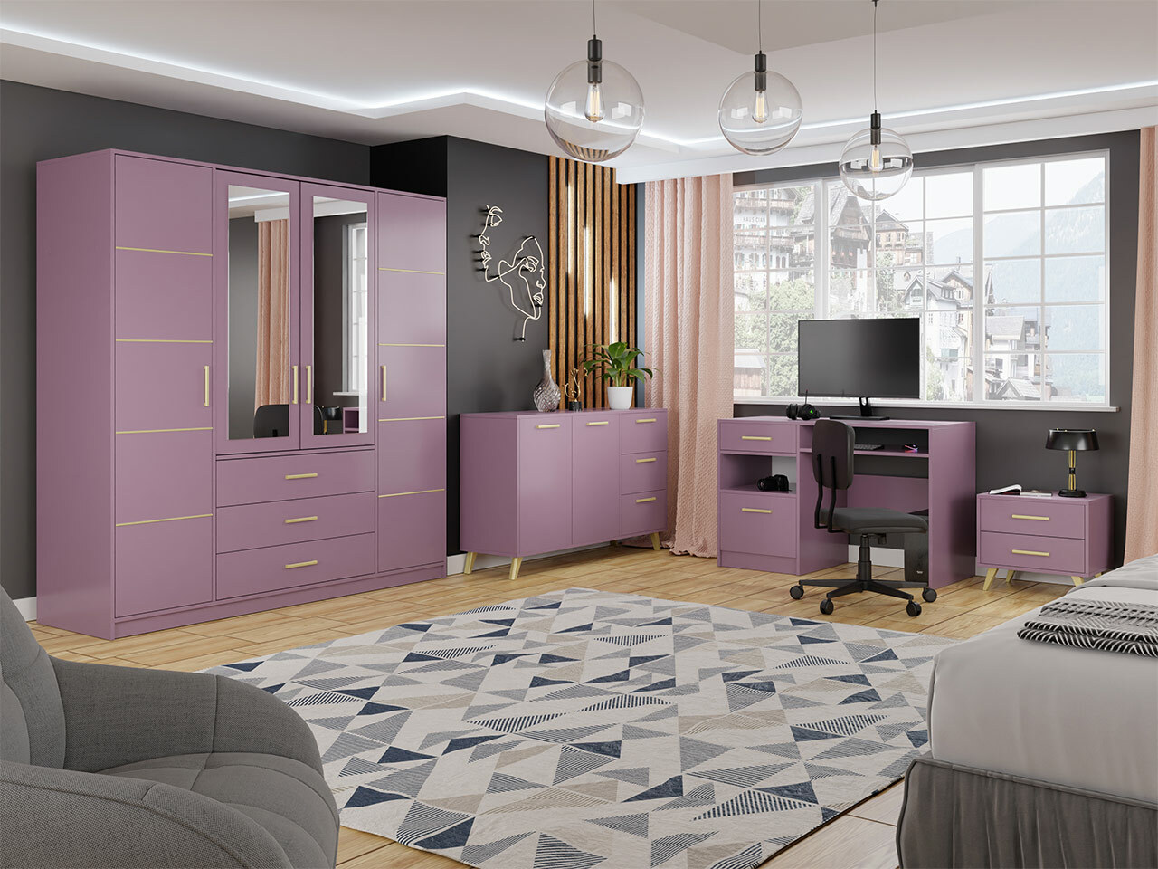 Garderobeskab Rosa I (Lilla)