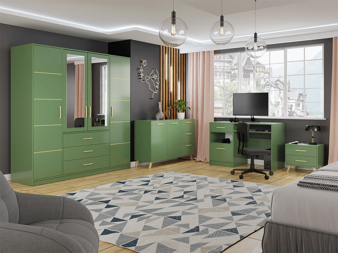 Sengebord Delbalo 104 (Grøn + Gylden)