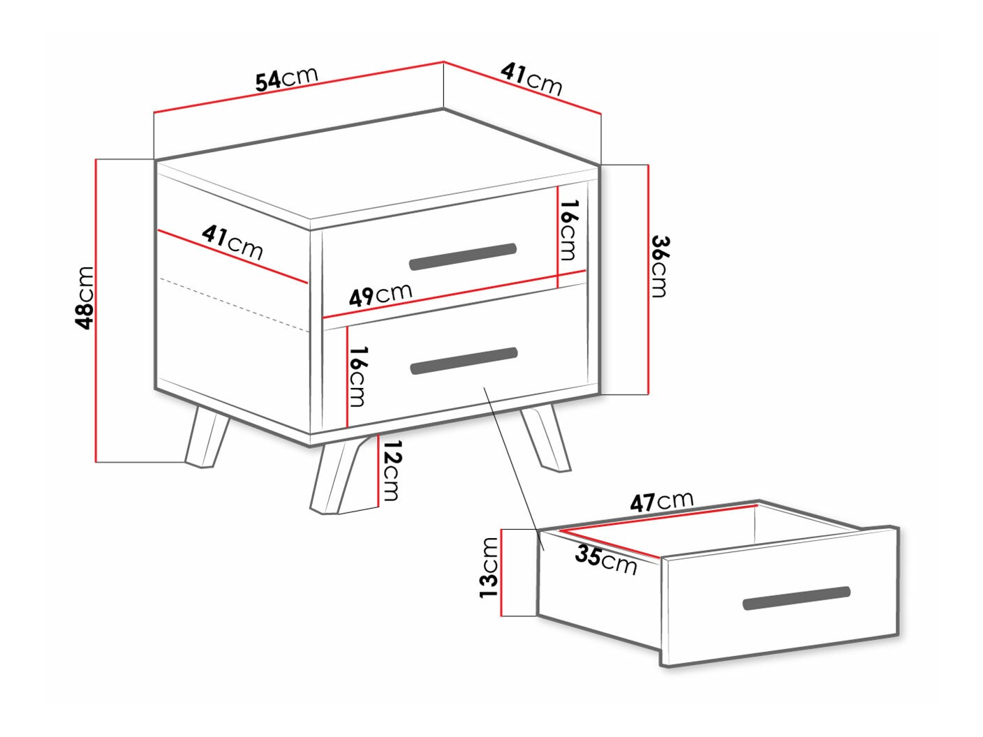 Sengebord Dortivu 159 (Hvid)