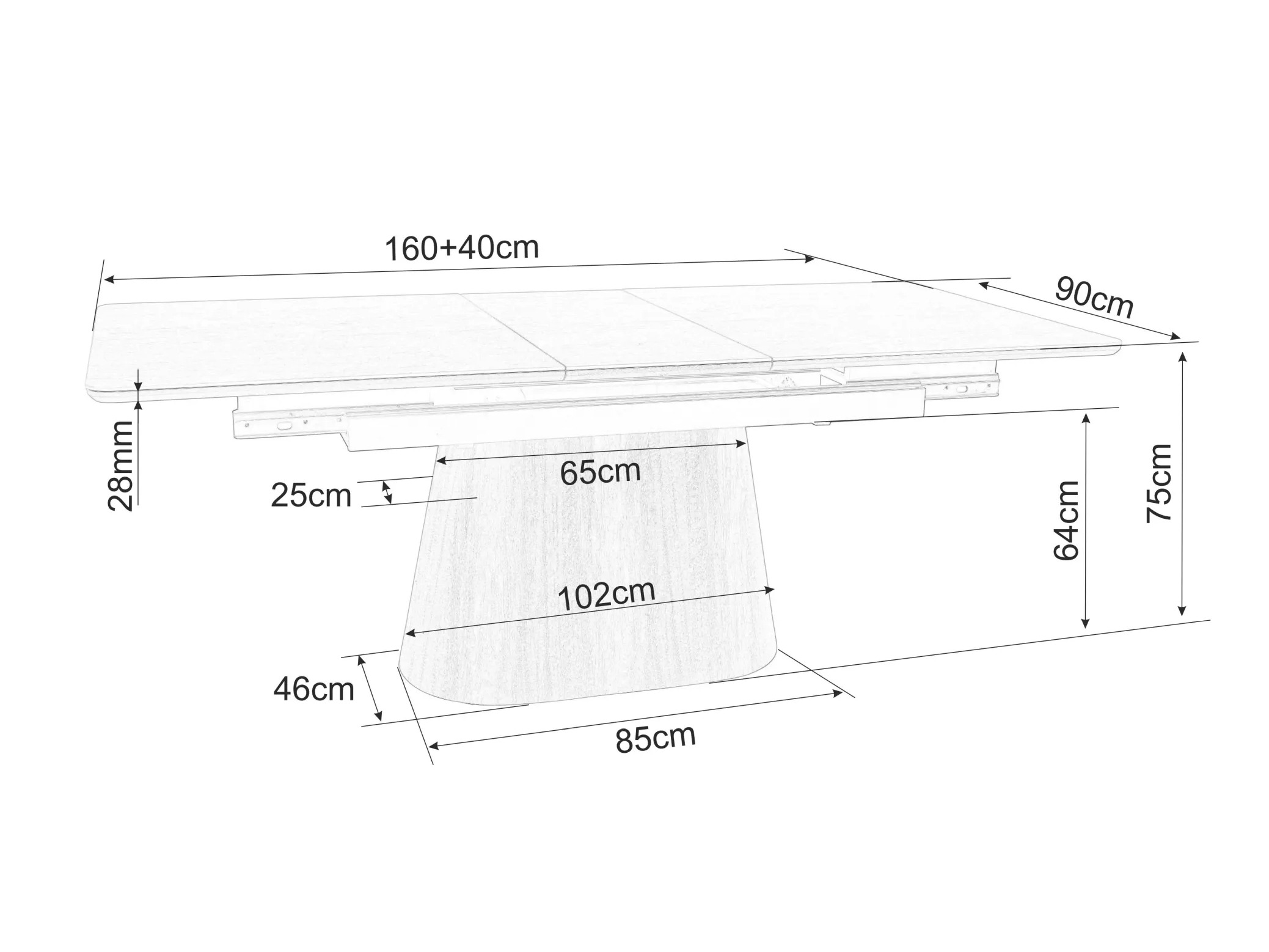 Bord Detroit 932 (Sort + Valnød)