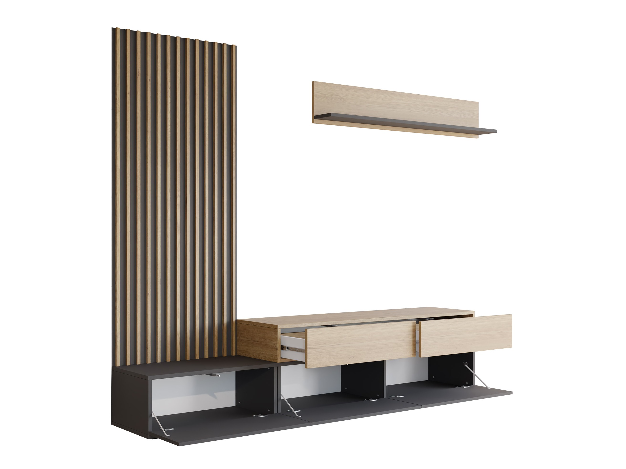 Stuemøbelsæt Comfivo Munium I (Grafit + Egetræ)