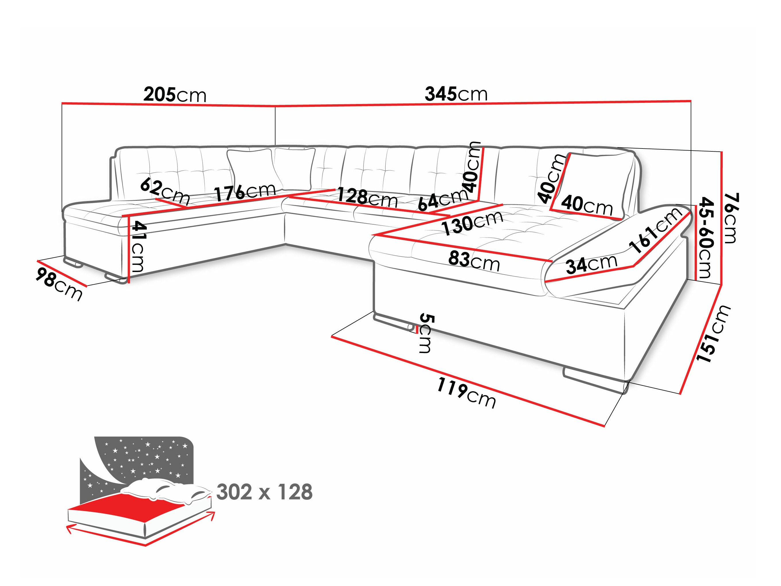 Hjørnesofa Comfivo 150 (Flow 12)