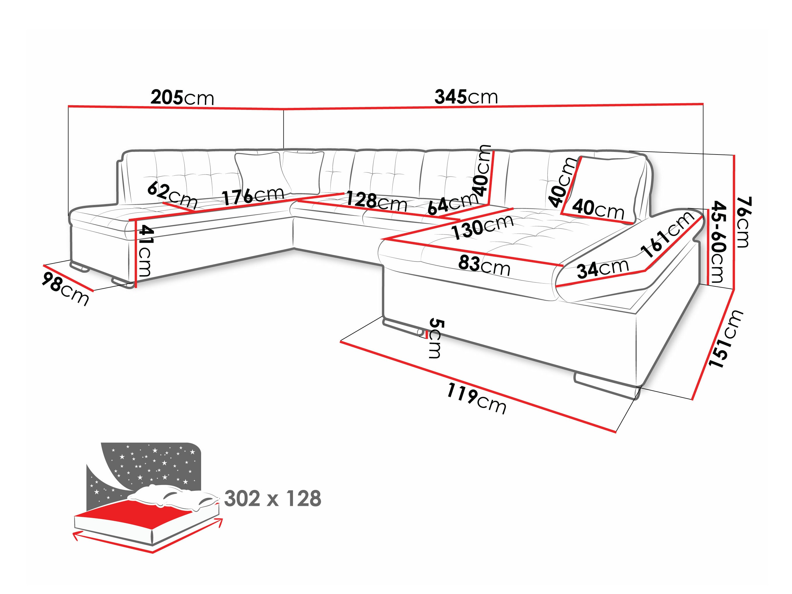 Hjørnesofa Comfivo 150 (Poso 05)