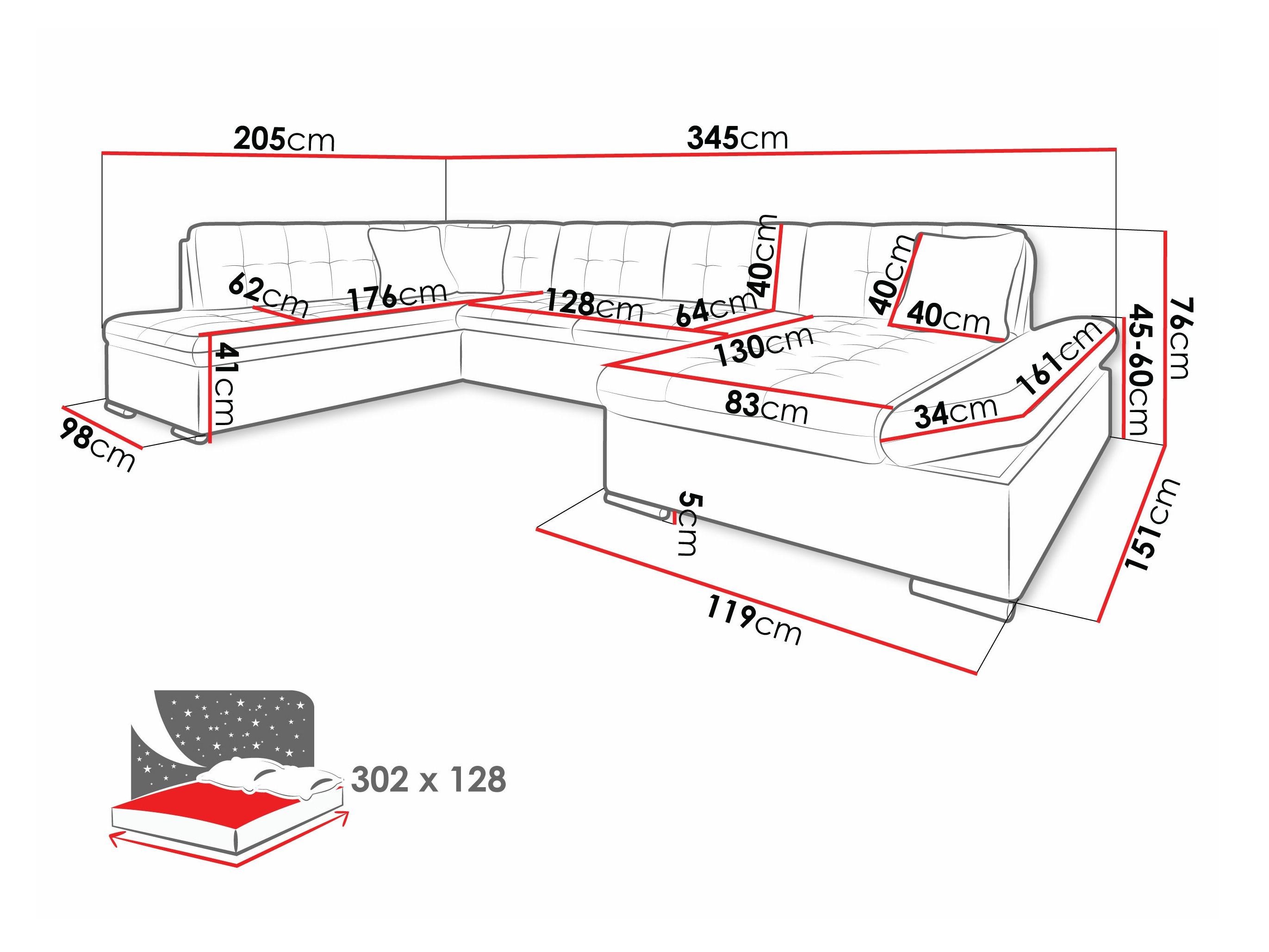 Hjørnesofa Comfivo 150 (Wave 05 + Wave 02)