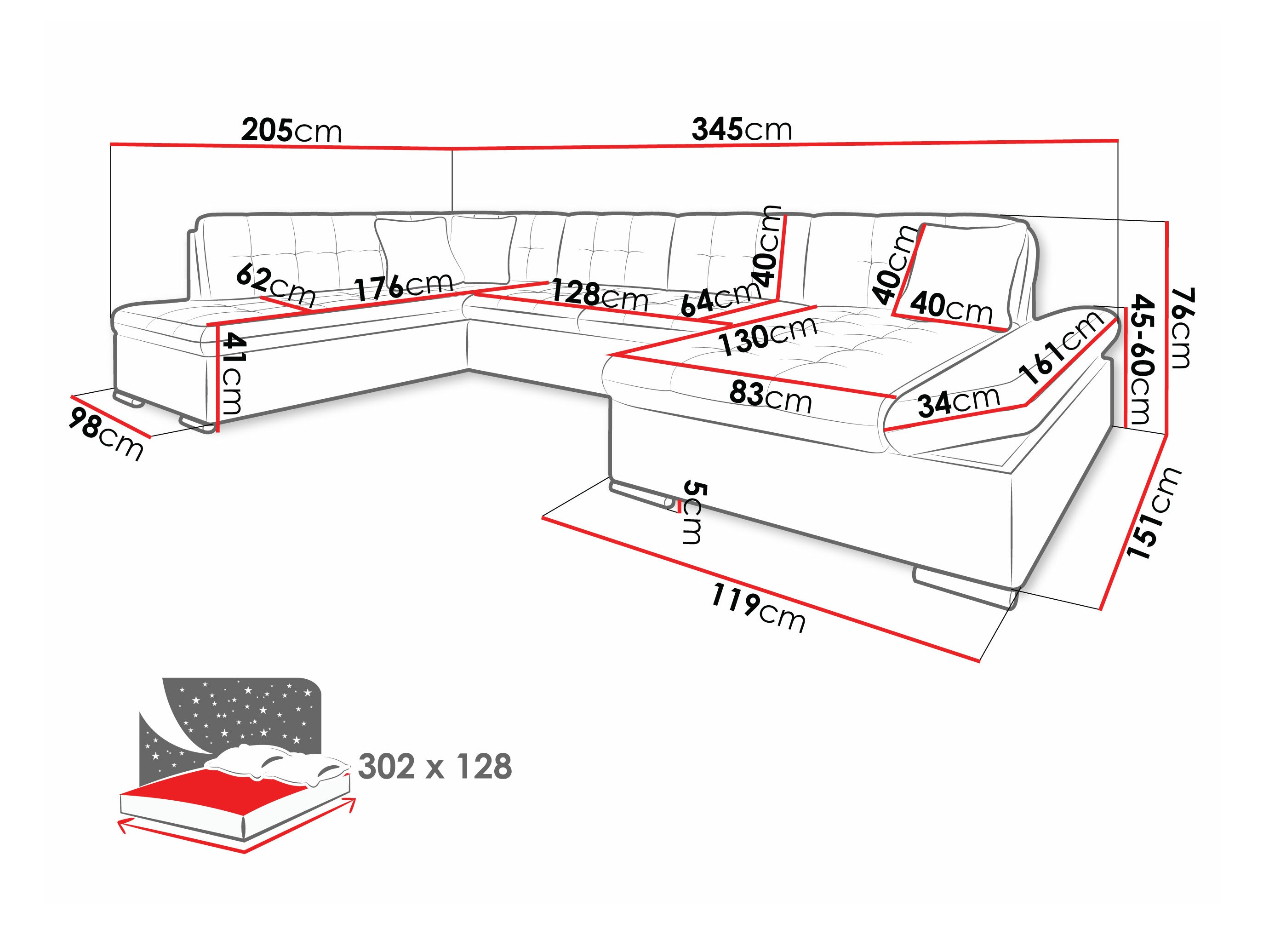 Hjørnesofa Comfivo 150 (Wave 09 + Wave 02)