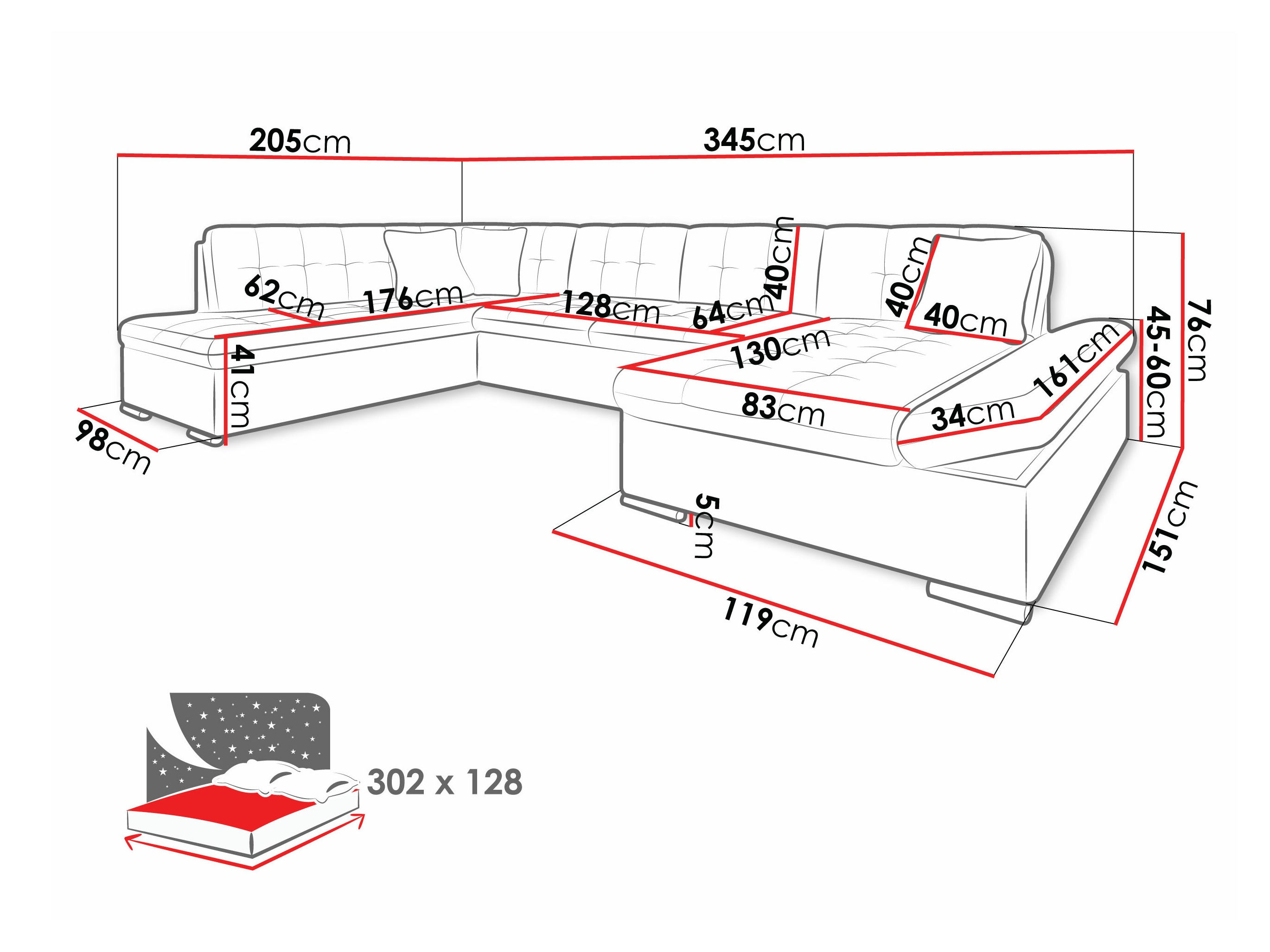 Hjørnesofa Comfivo 150 (Wave 09 + Wave 02)
