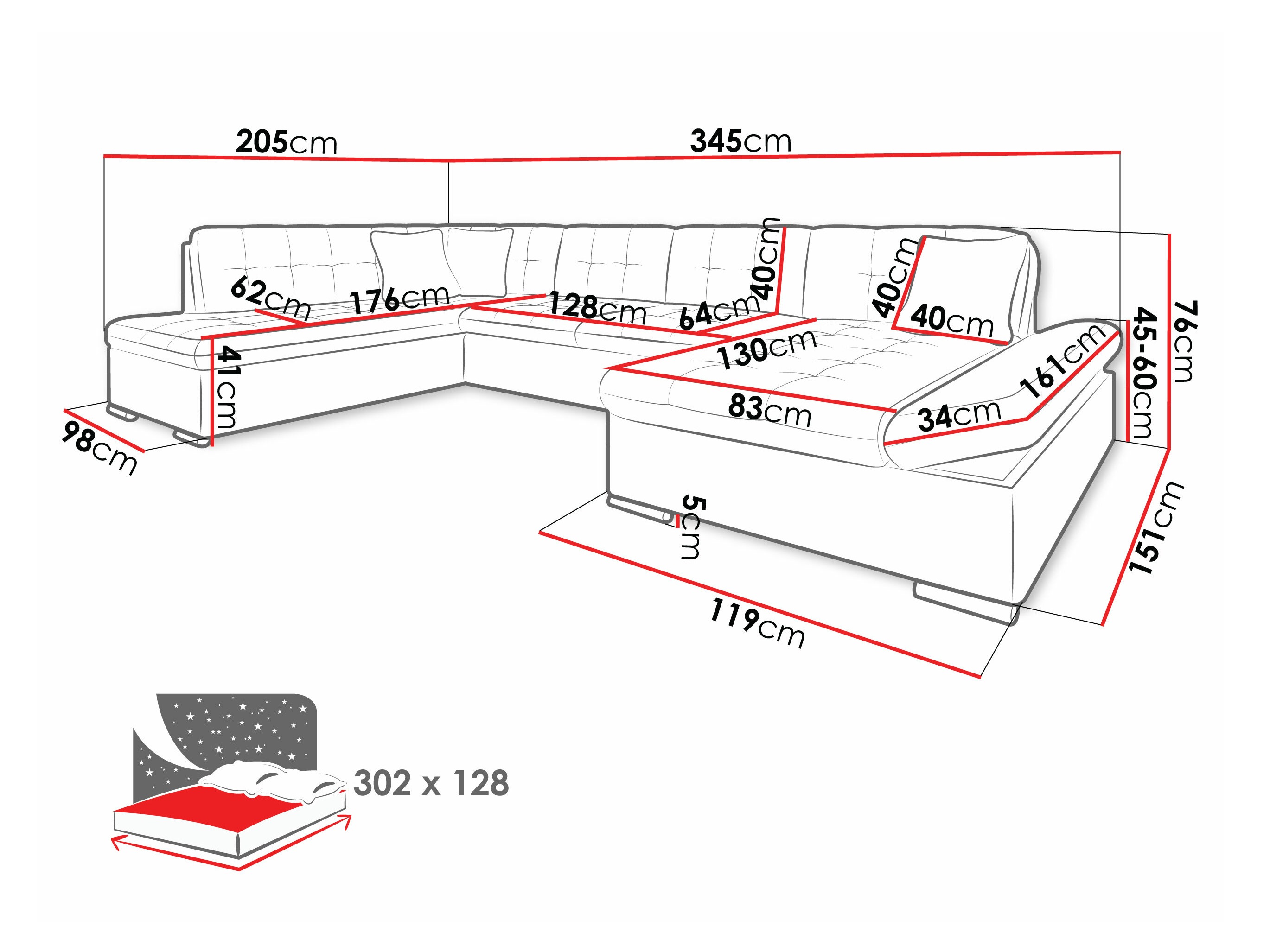 Hjørnesofa Comfivo 173 (Fragola 65)