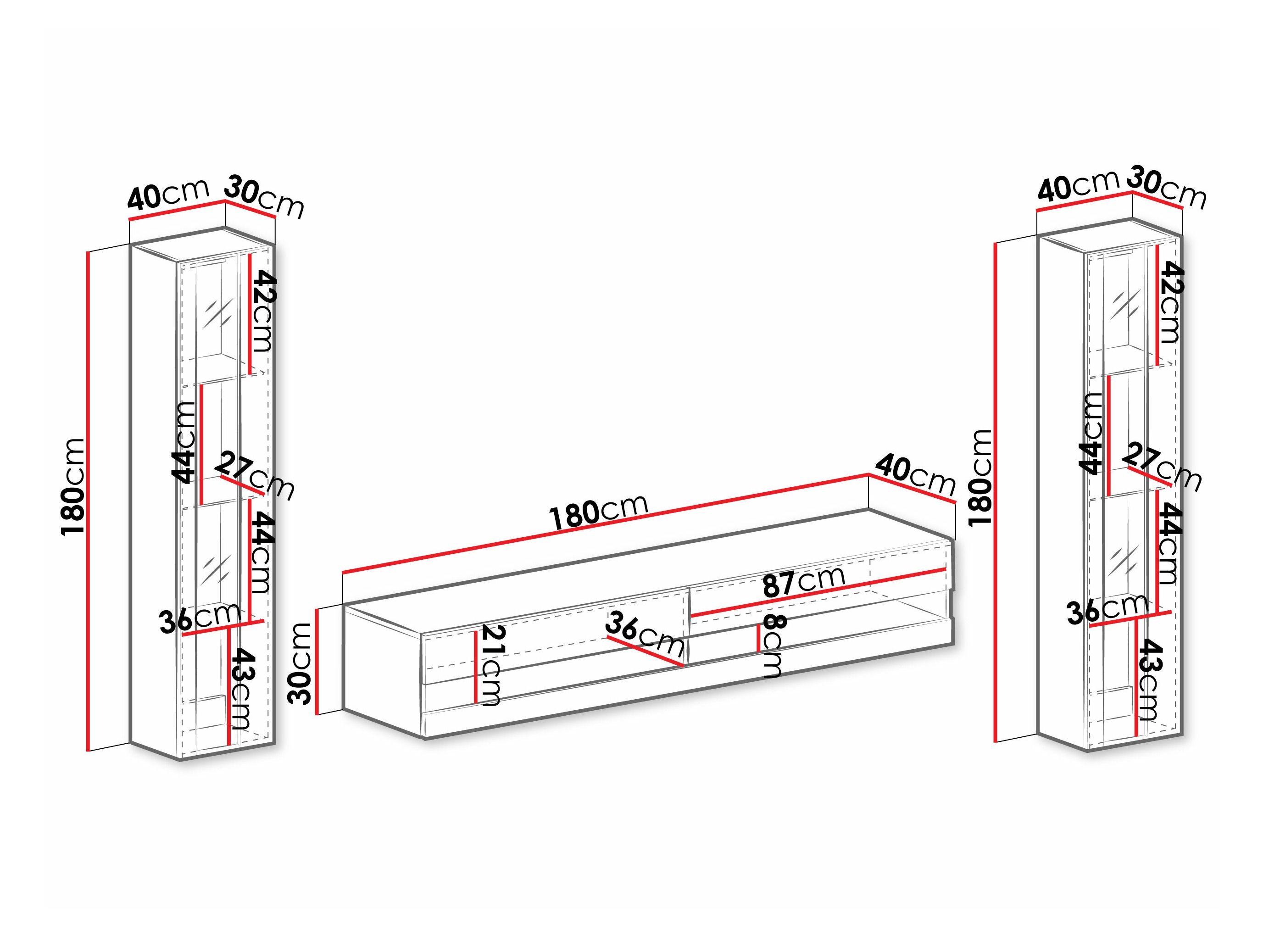 Stuemøbelsæt Venenou 112 (Hvid + Glansfuld hvid)