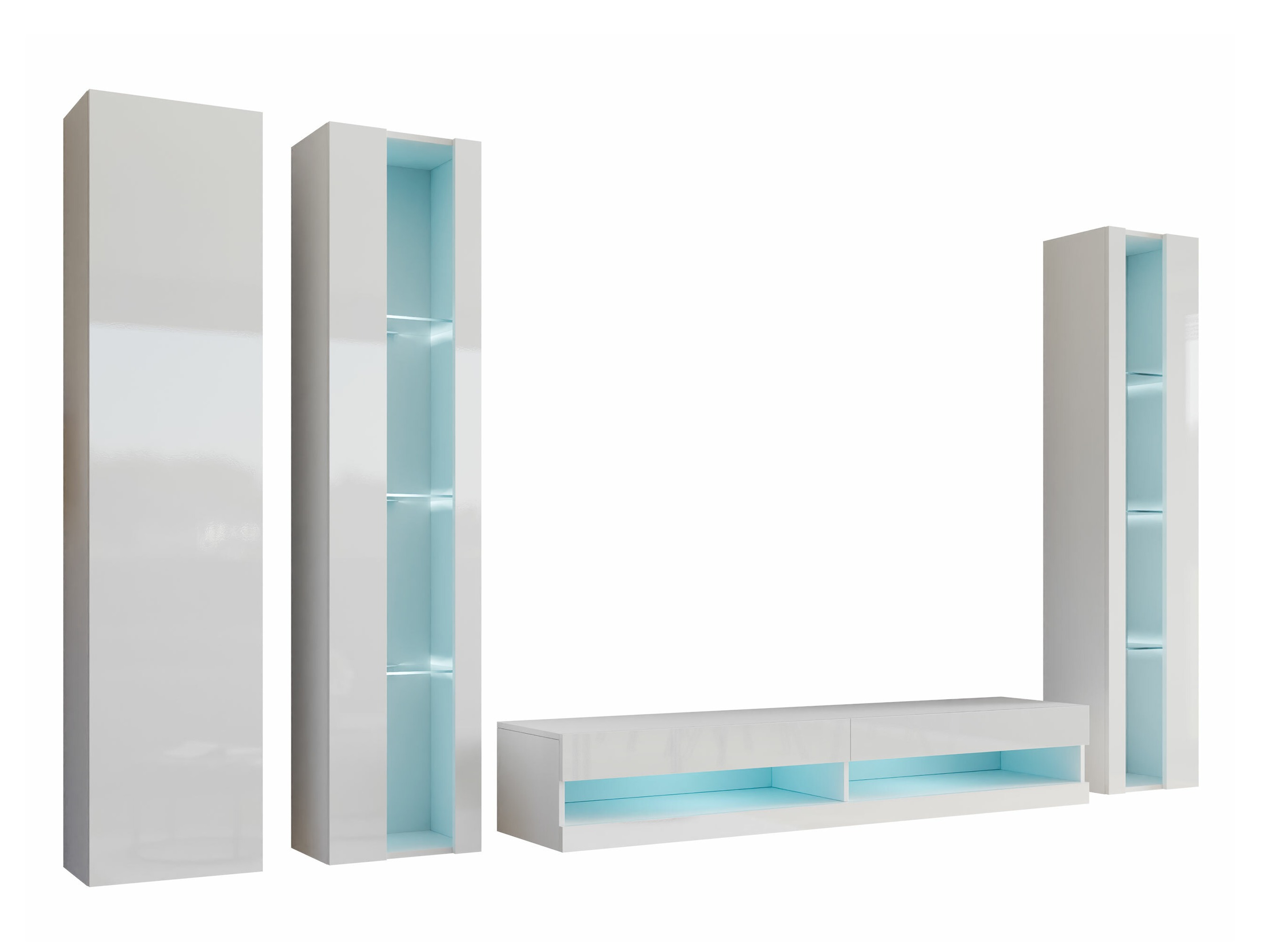 Stuemøbelsæt Vilrin VII (Hvid + Glansfuld hvid)