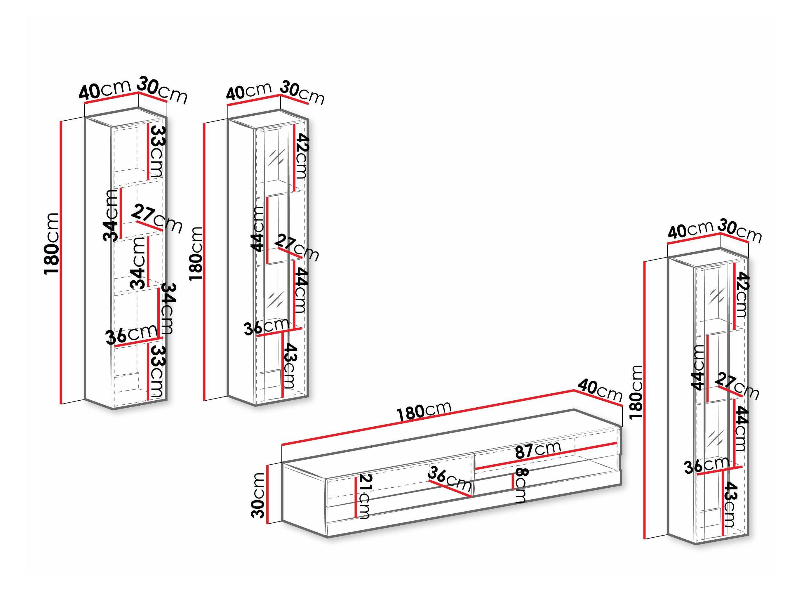 Stuemøbelsæt Vilrin VII (Hvid + Glansfuld hvid)