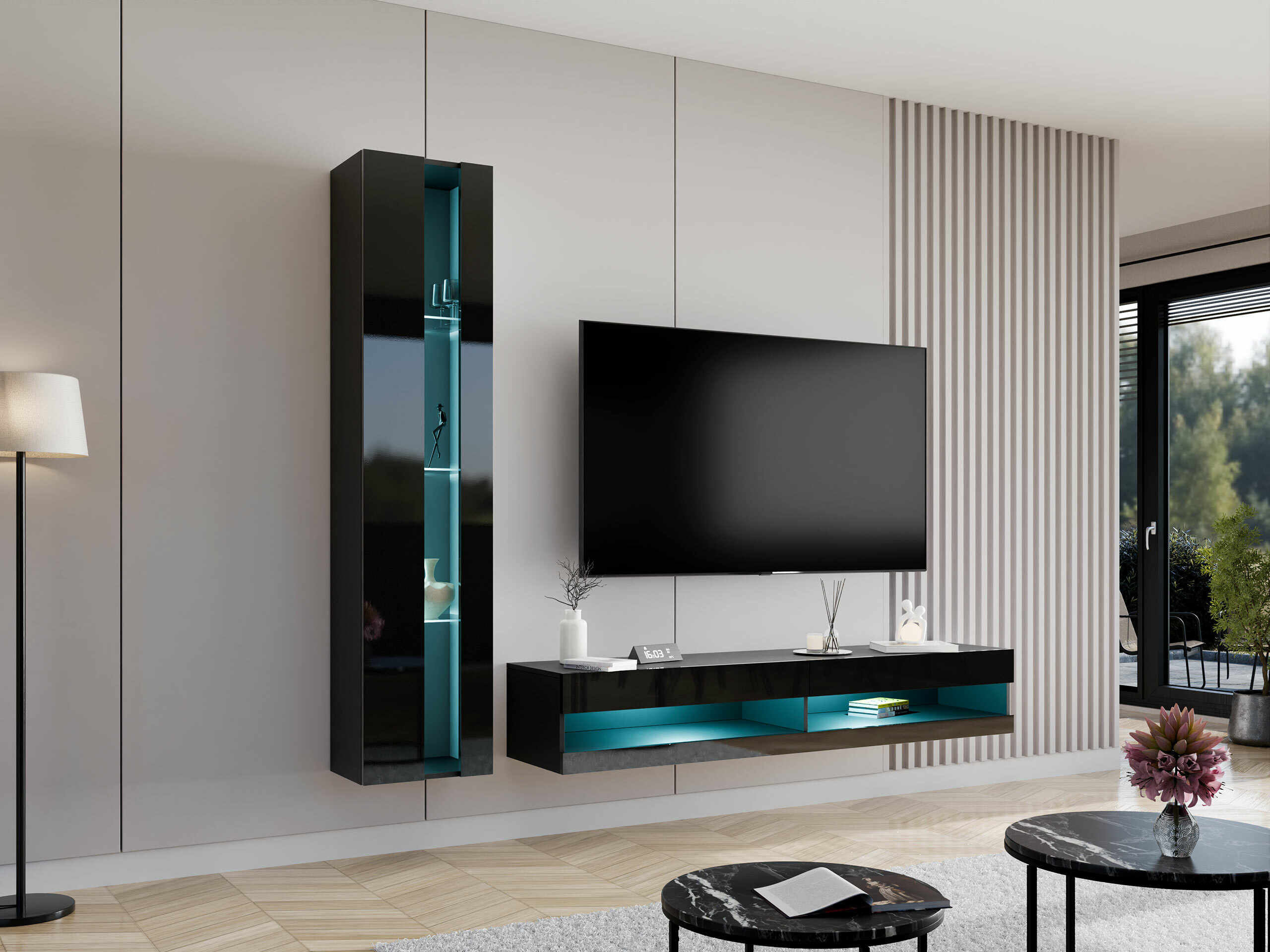 Stuemøbelsæt Vilrin VIII (Sort + Blank sort)