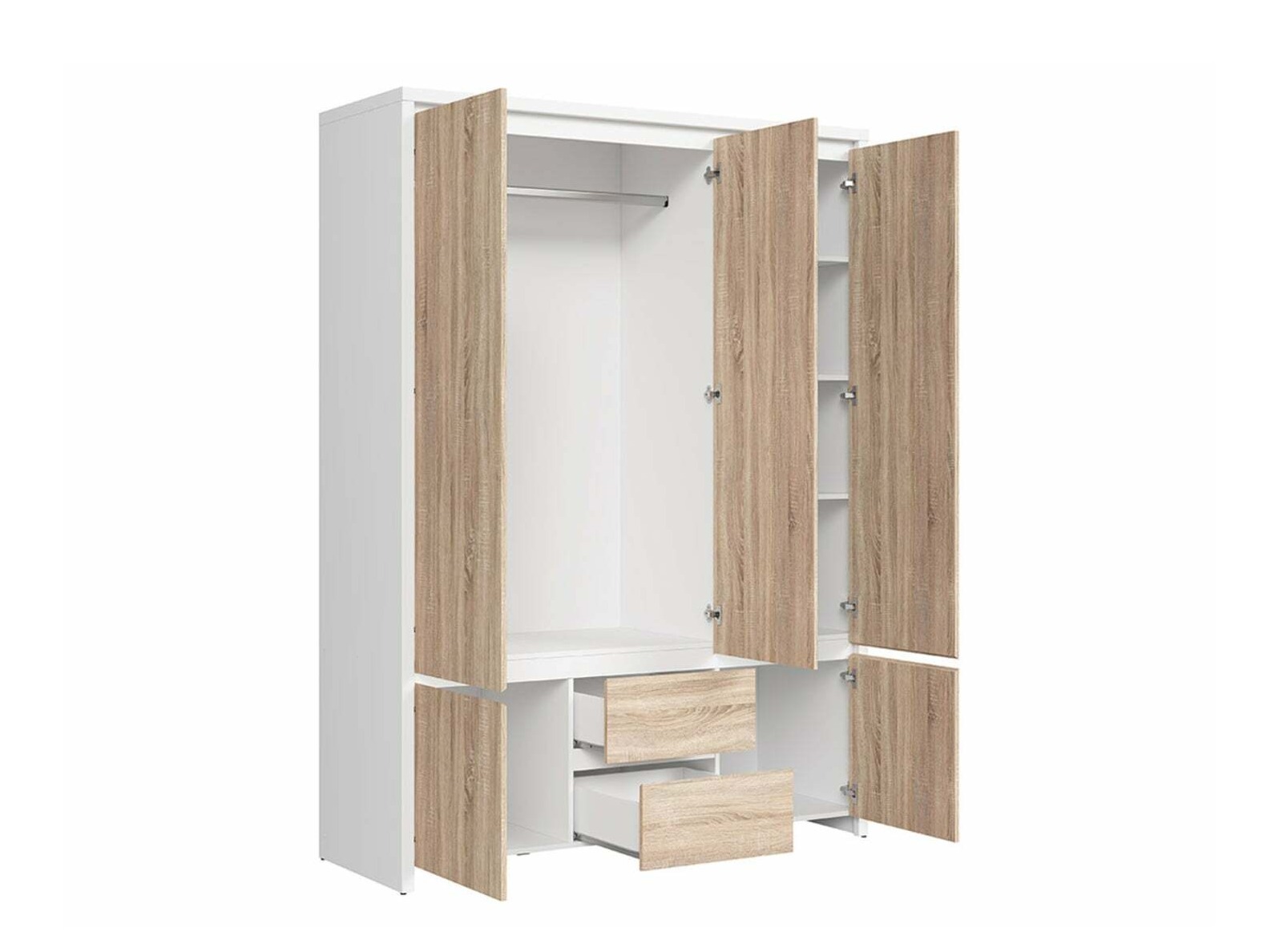 Garderobeskab Nolroma 118 (Hvid + Sonoma eg)