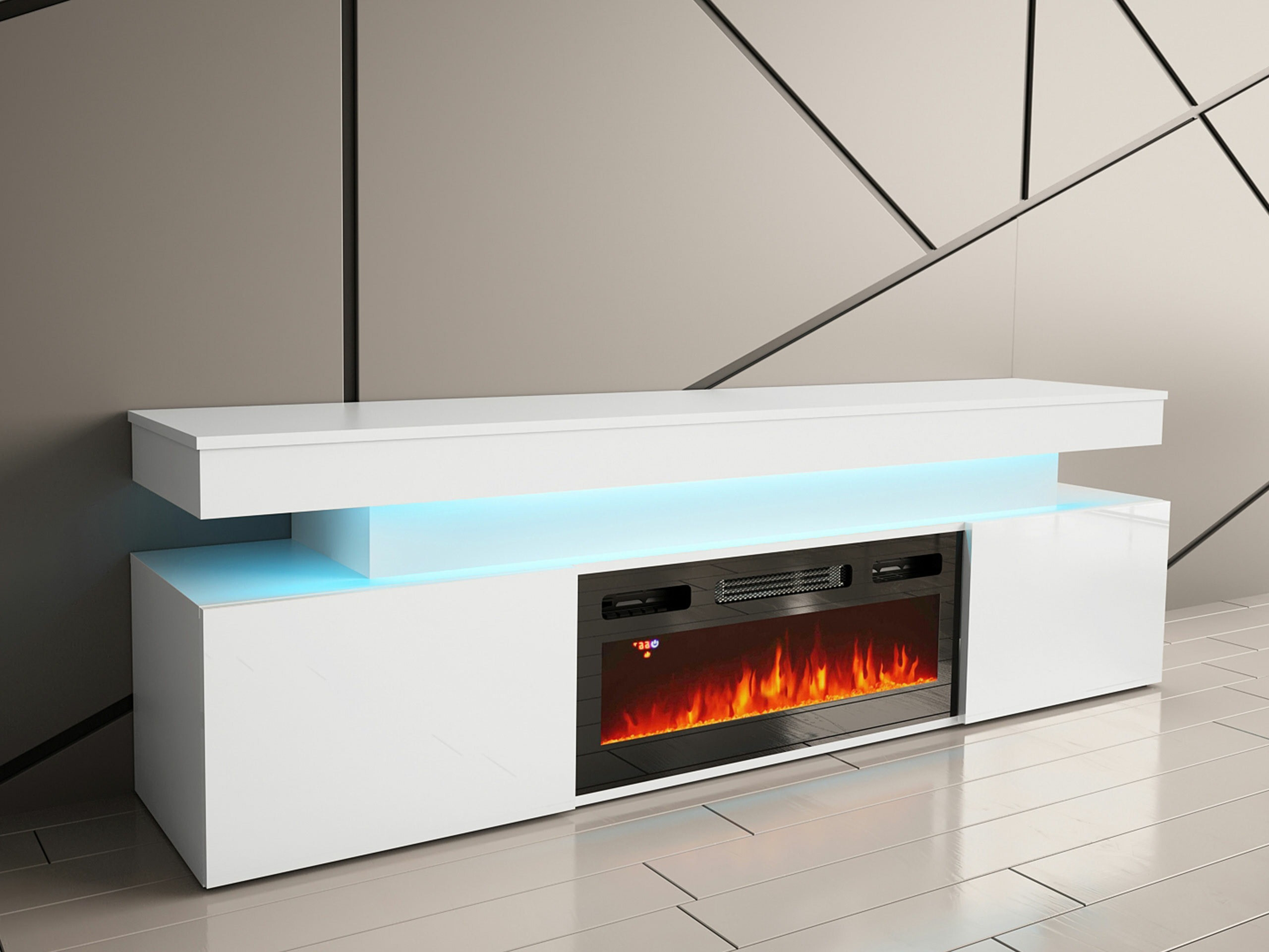 TV-bord Monfero 104 (Hvid + Glansfuld hvid)