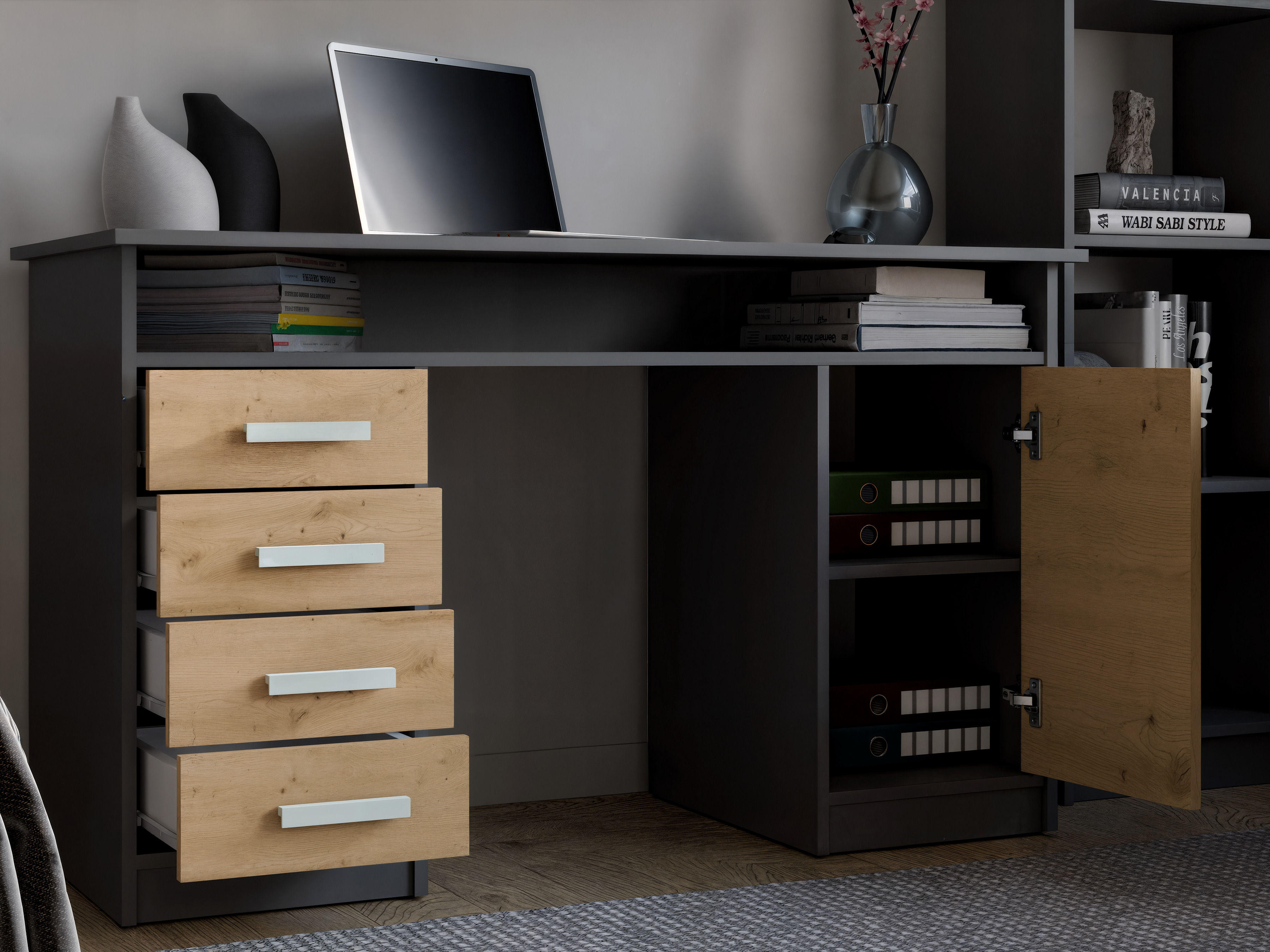 Skrivebord Mandeville 329 (Artisan eg + Antracit)