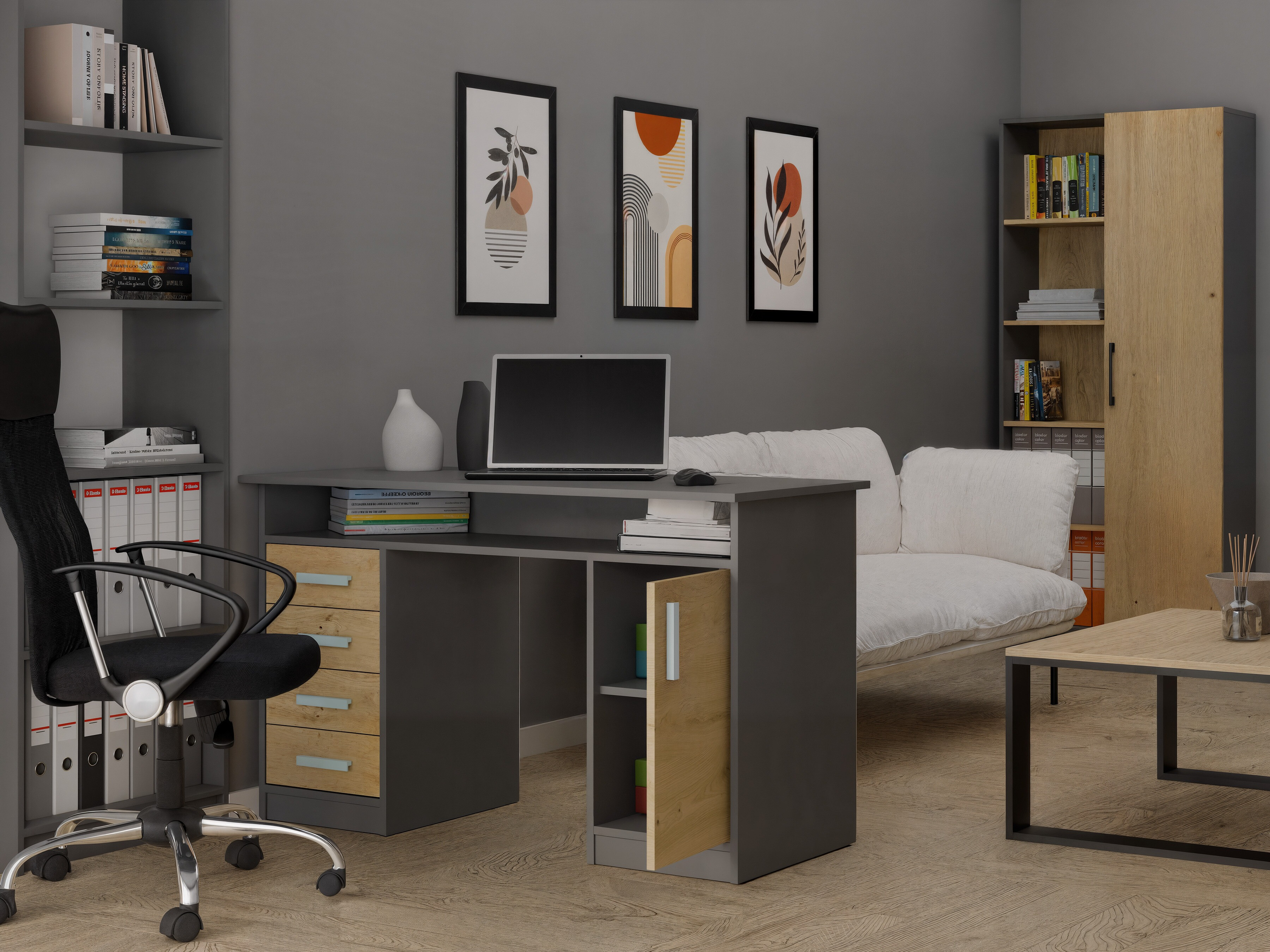Skrivebord Mandeville 329 (Artisan eg + Antracit)