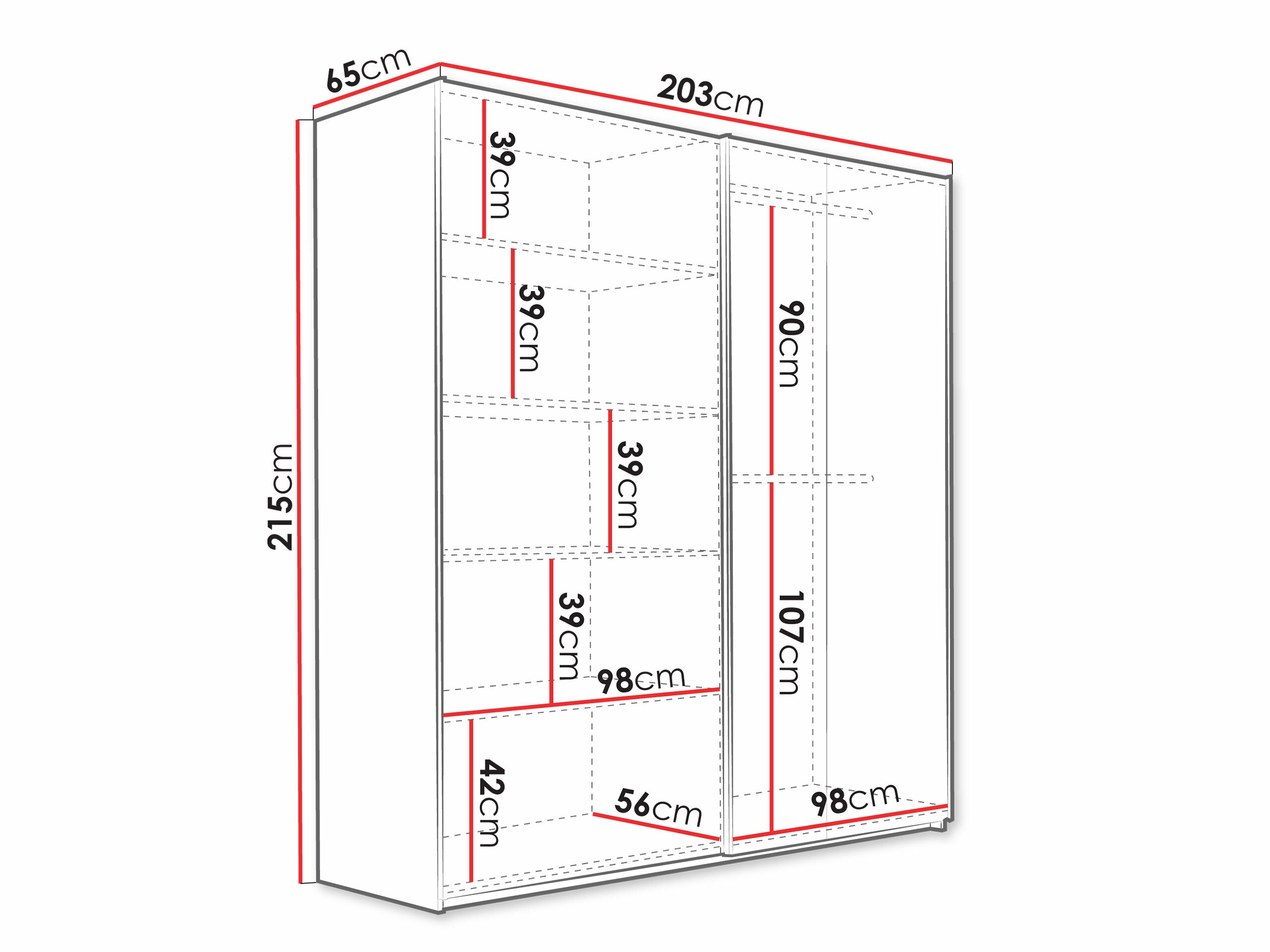 Garderobeskab Honolulu 253 (Hvid + Wotan eg)