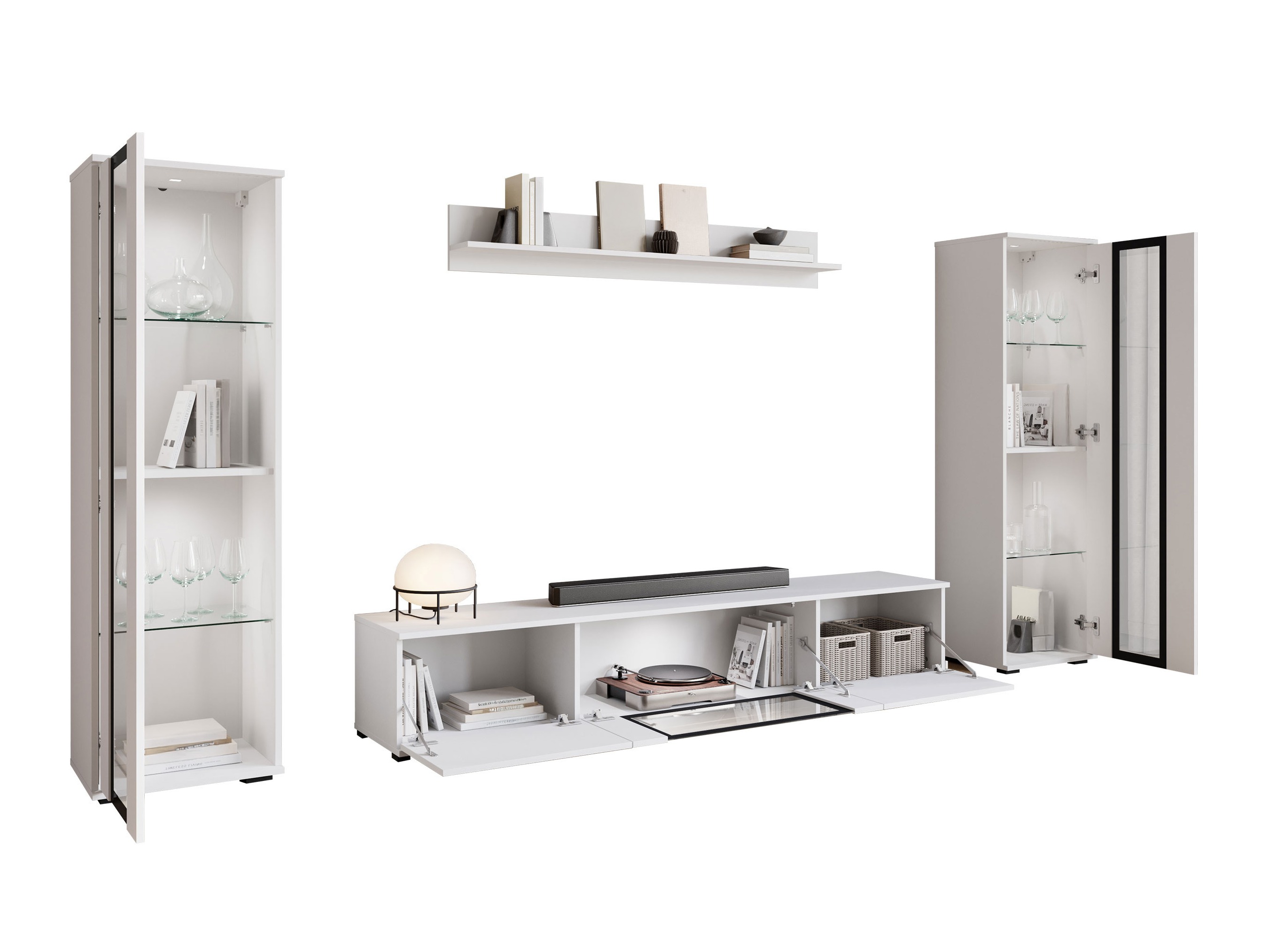 Stuemøbelsæt Torcame 103 (Hvid + Glansfuld hvid)