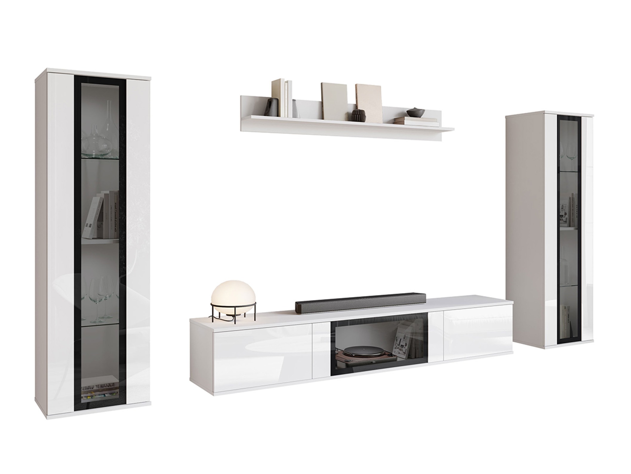 Stuemøbelsæt Torcame 103 (Hvid + Glansfuld hvid)