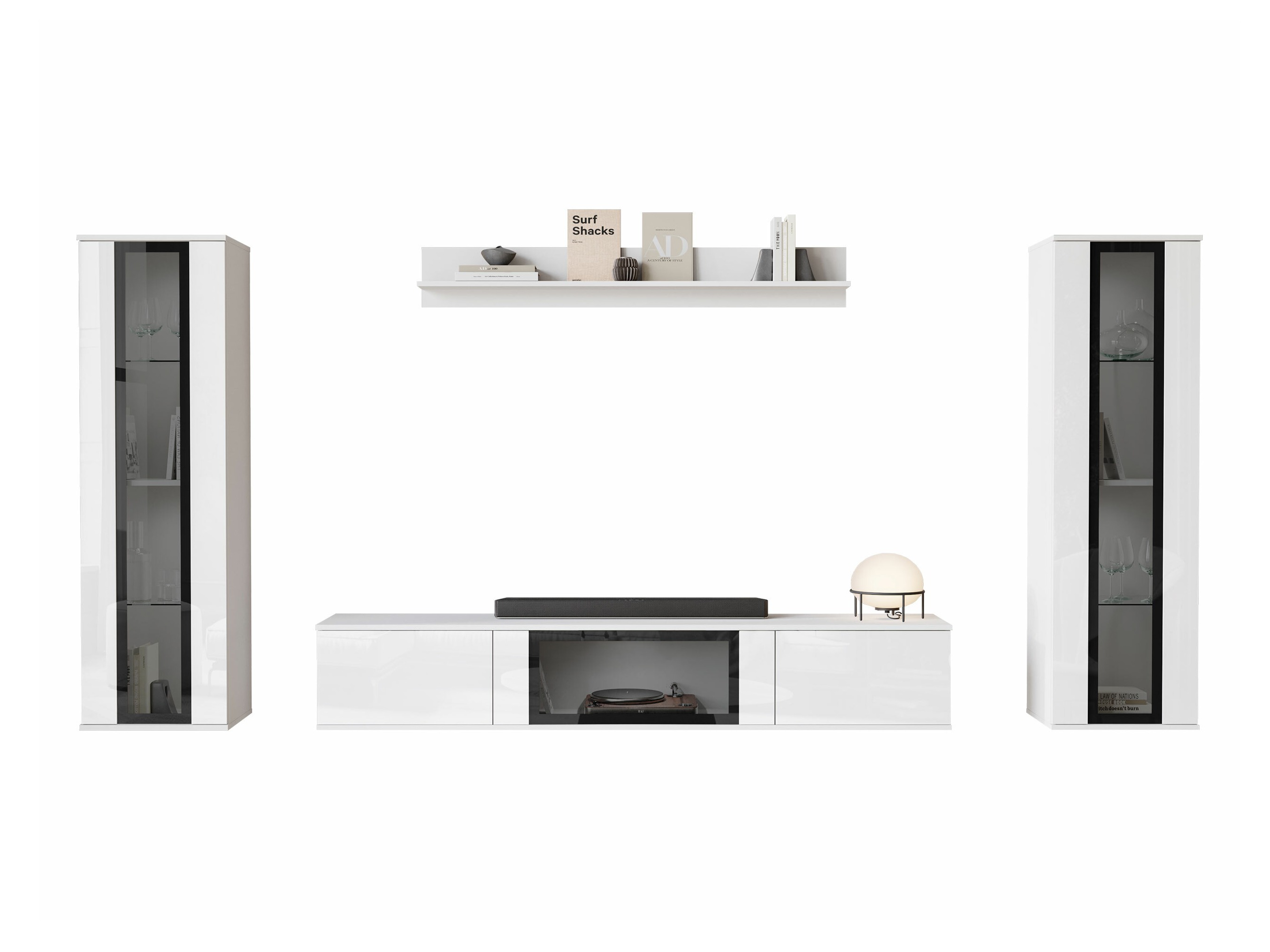 Stuemøbelsæt Torcame 103 (Hvid + Glansfuld hvid)