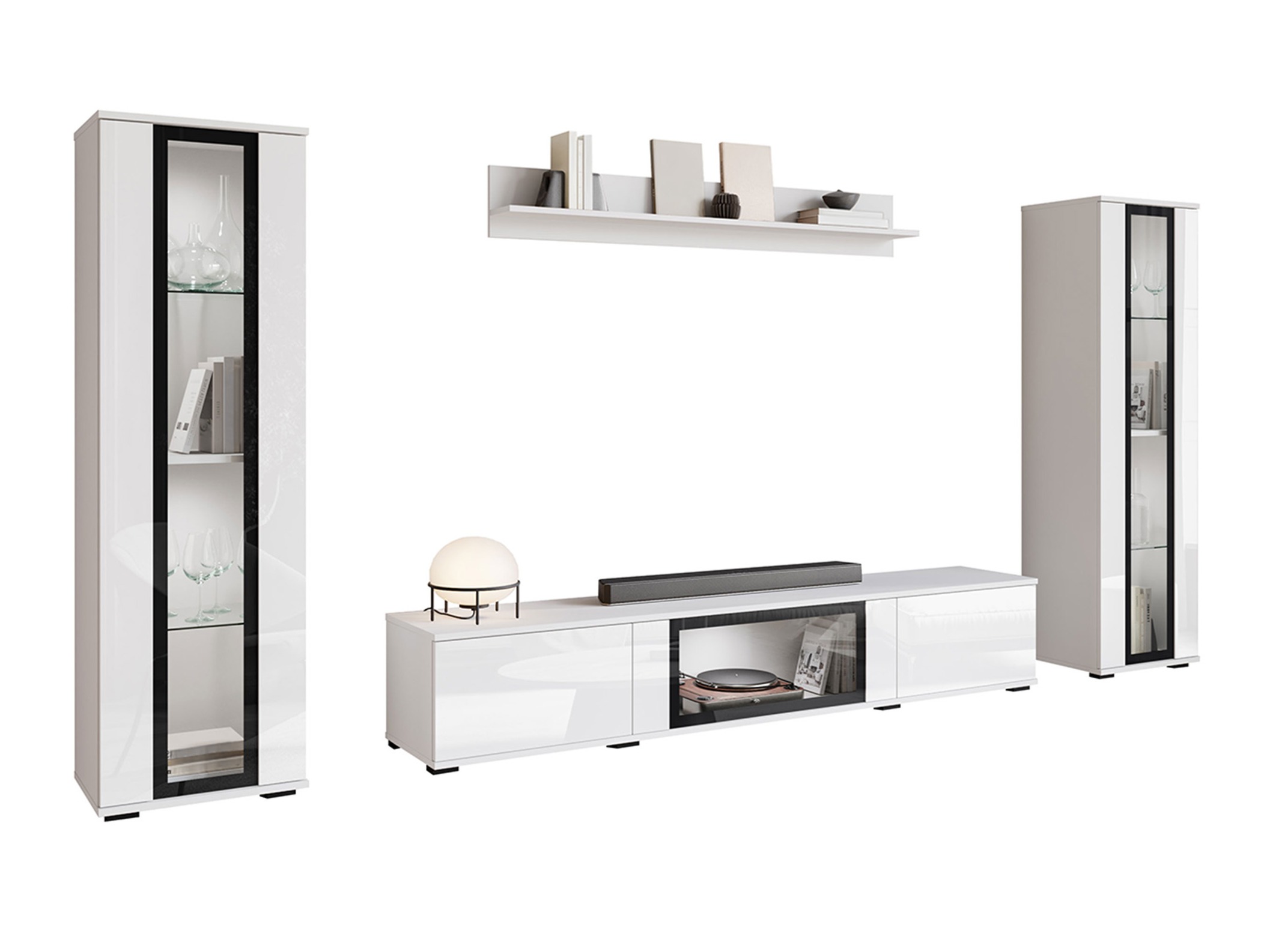 Stuemøbelsæt Torcame 103 (Hvid + Glansfuld hvid)