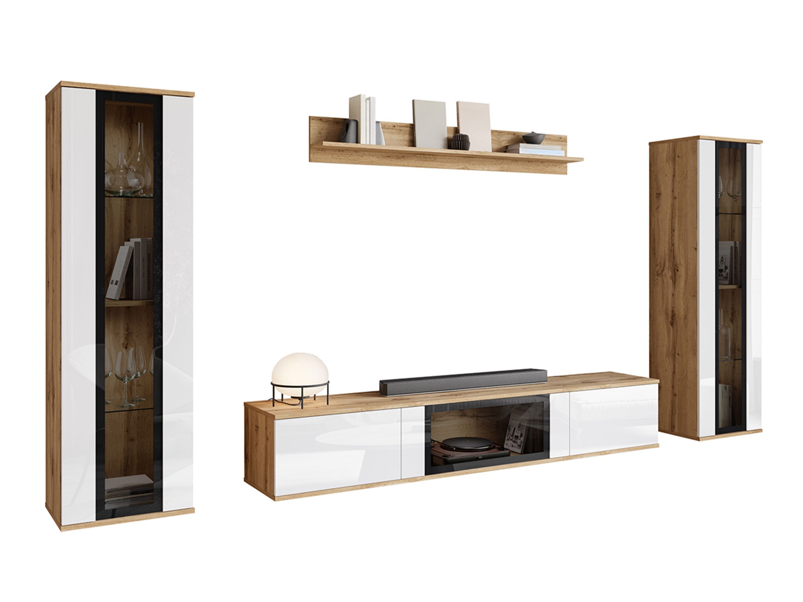 Stuemøbelsæt Torcame 103 (Wotan eg + Glansfuld hvid)