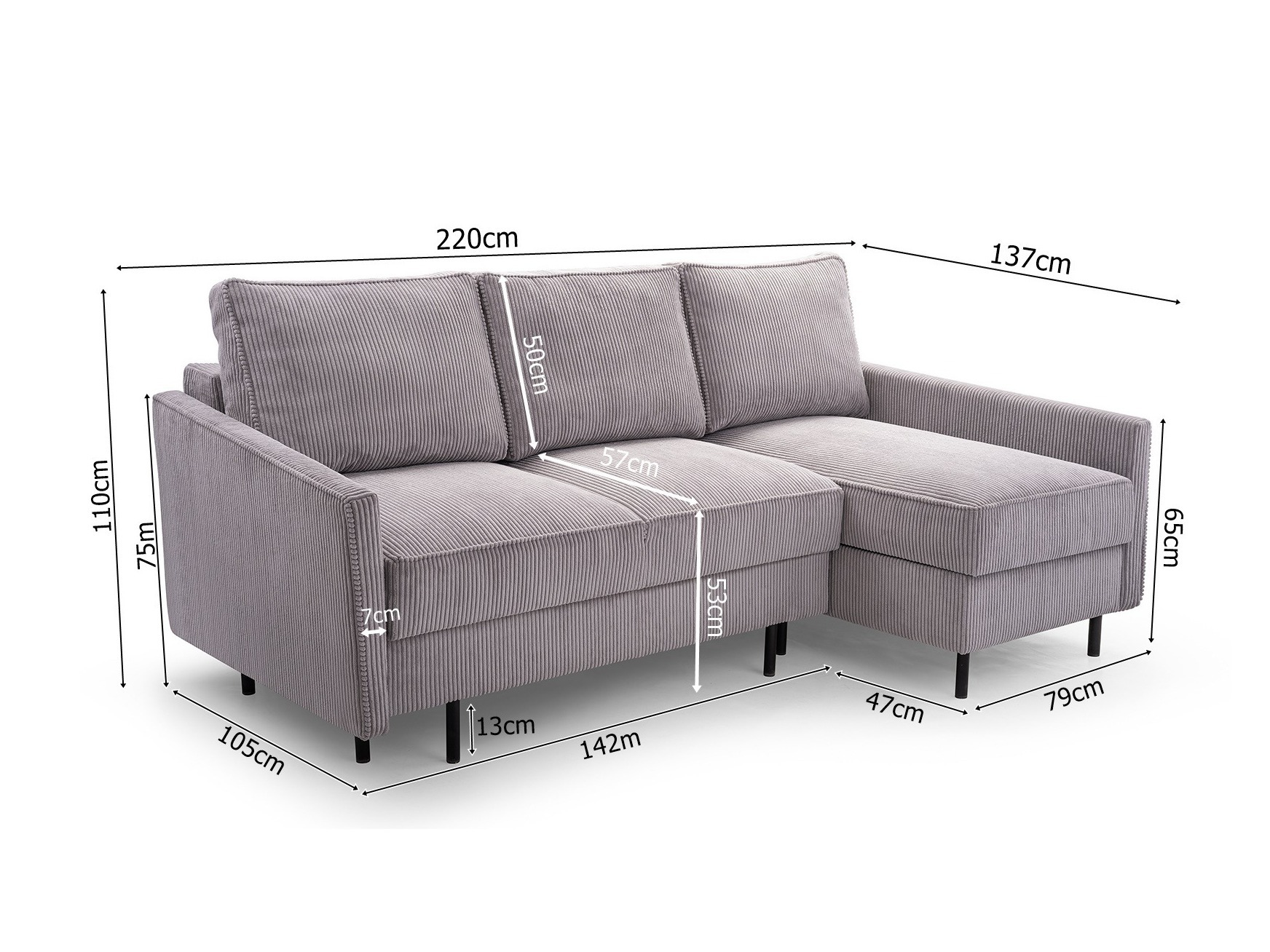 Hjørnesofa Lufkin 164 (Monolith 84)