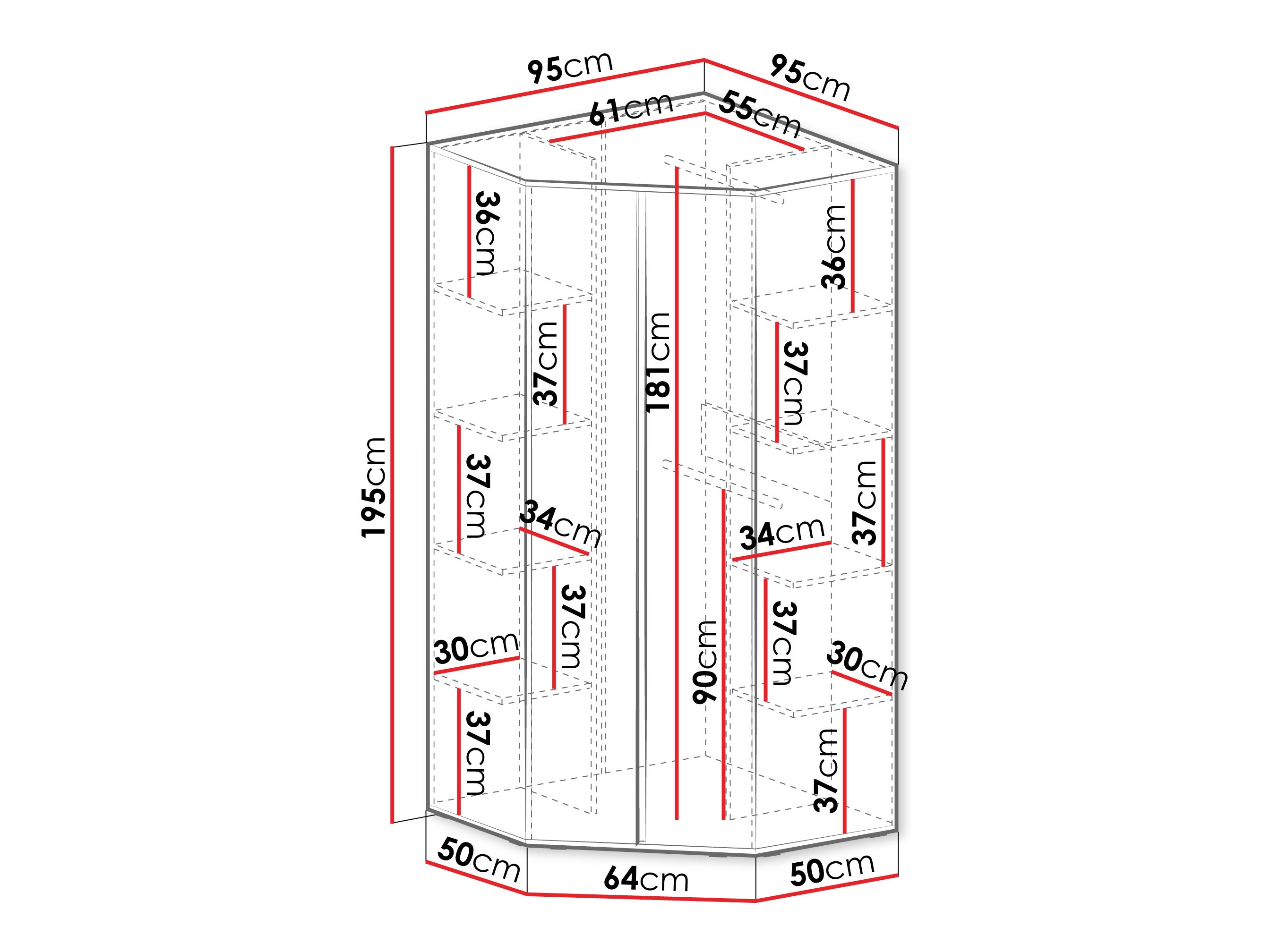 Hjørnegarderob Fiosono 101 (Støvet grøn + Egetræ)