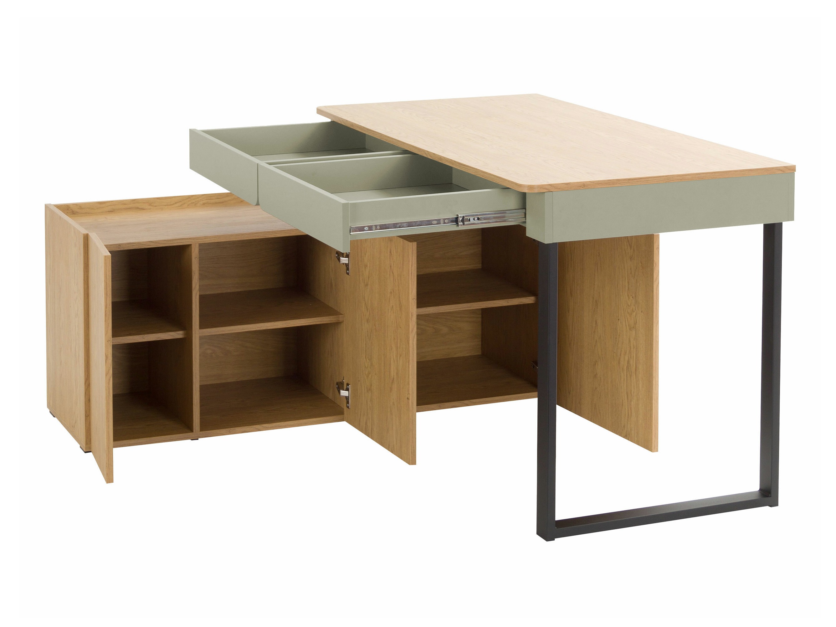 Hjørneskrivebord Fiosono 110 (Eukalyptus + Egetræ)