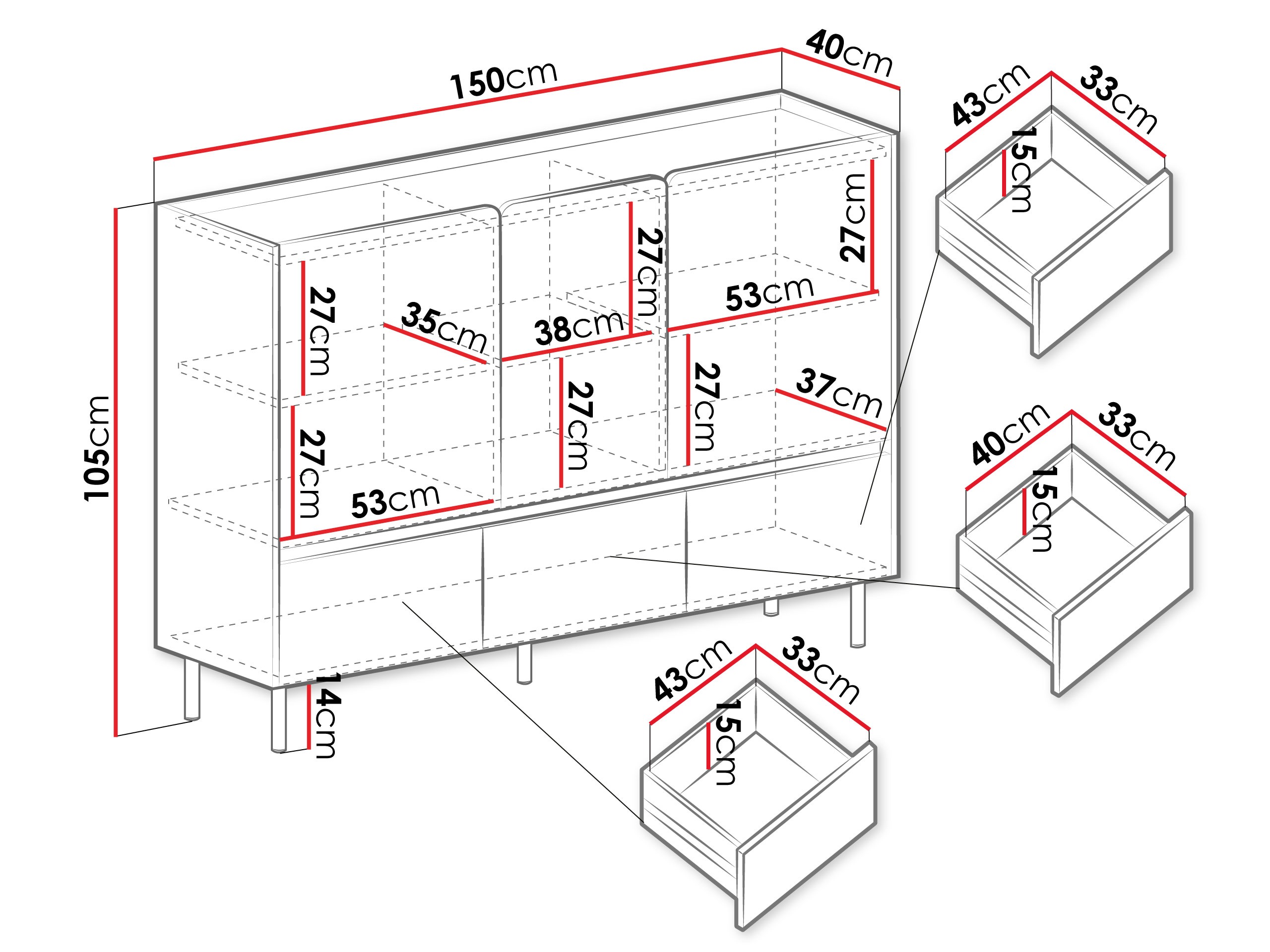Kommode Fiosono 106 (Støvet grøn + Egetræ)