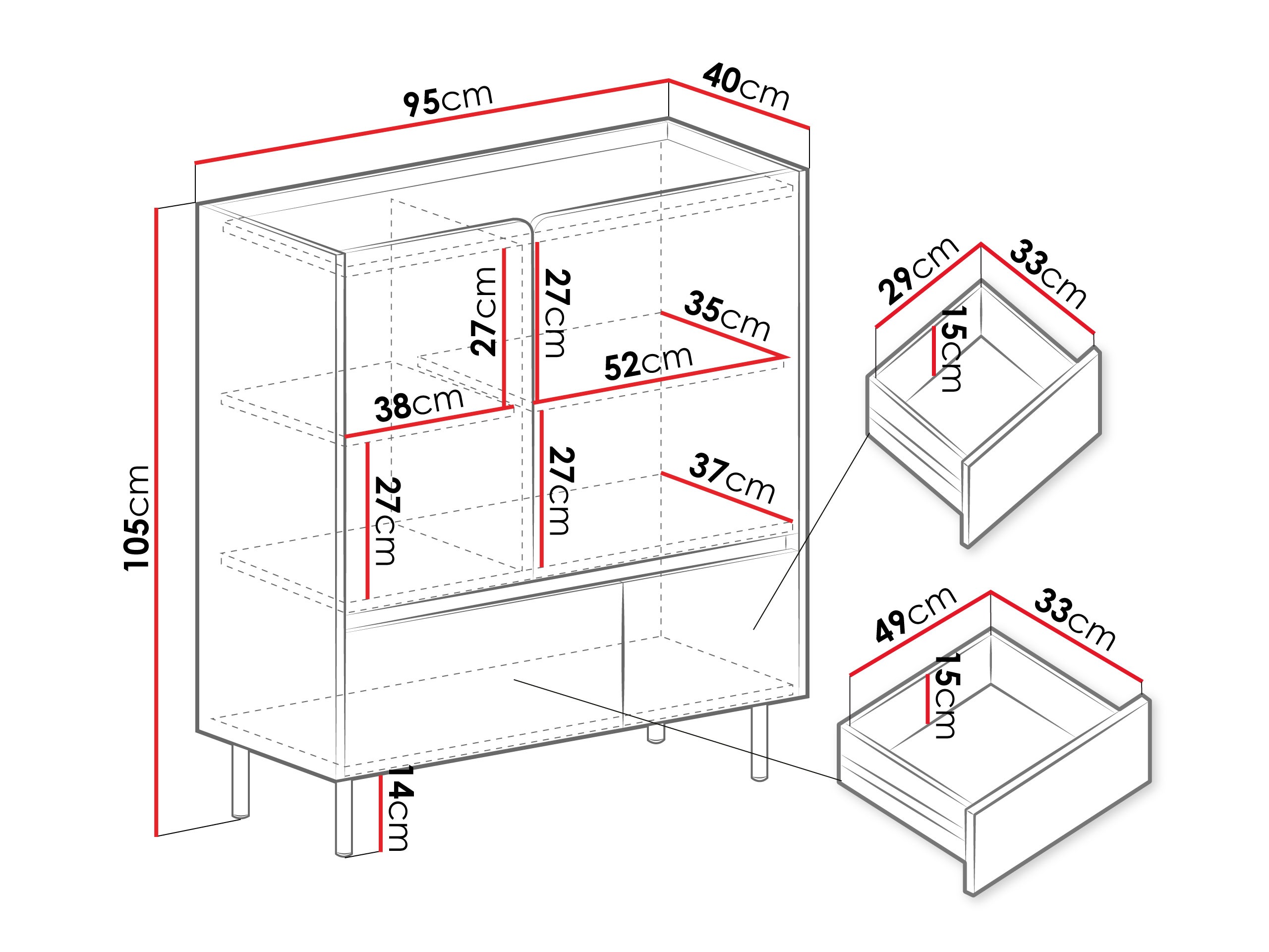 Kommode Fiosono 108 (Støvet grøn + Egetræ)