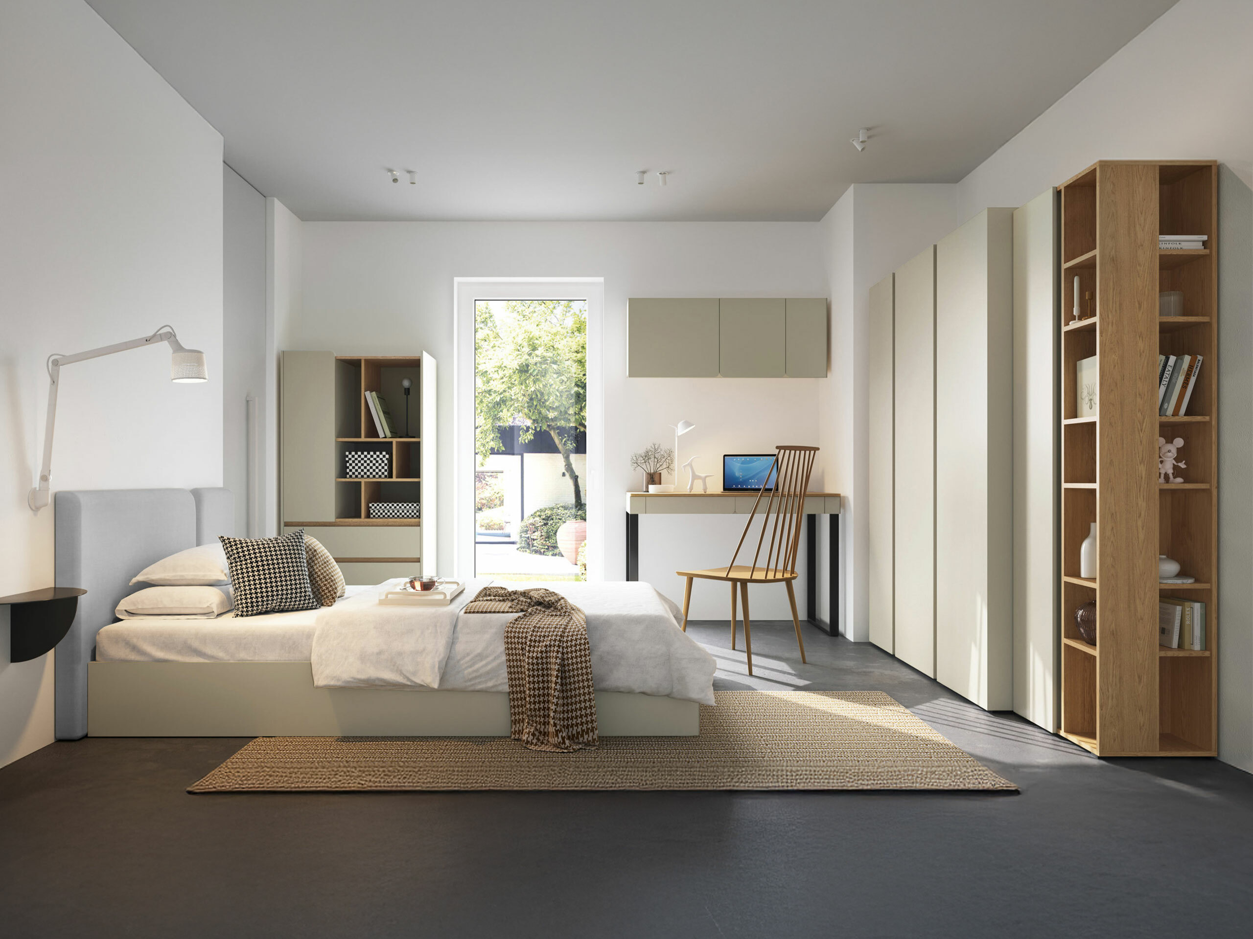 Skrivebord Fiosono 109 (Støvet grøn + Egetræ)