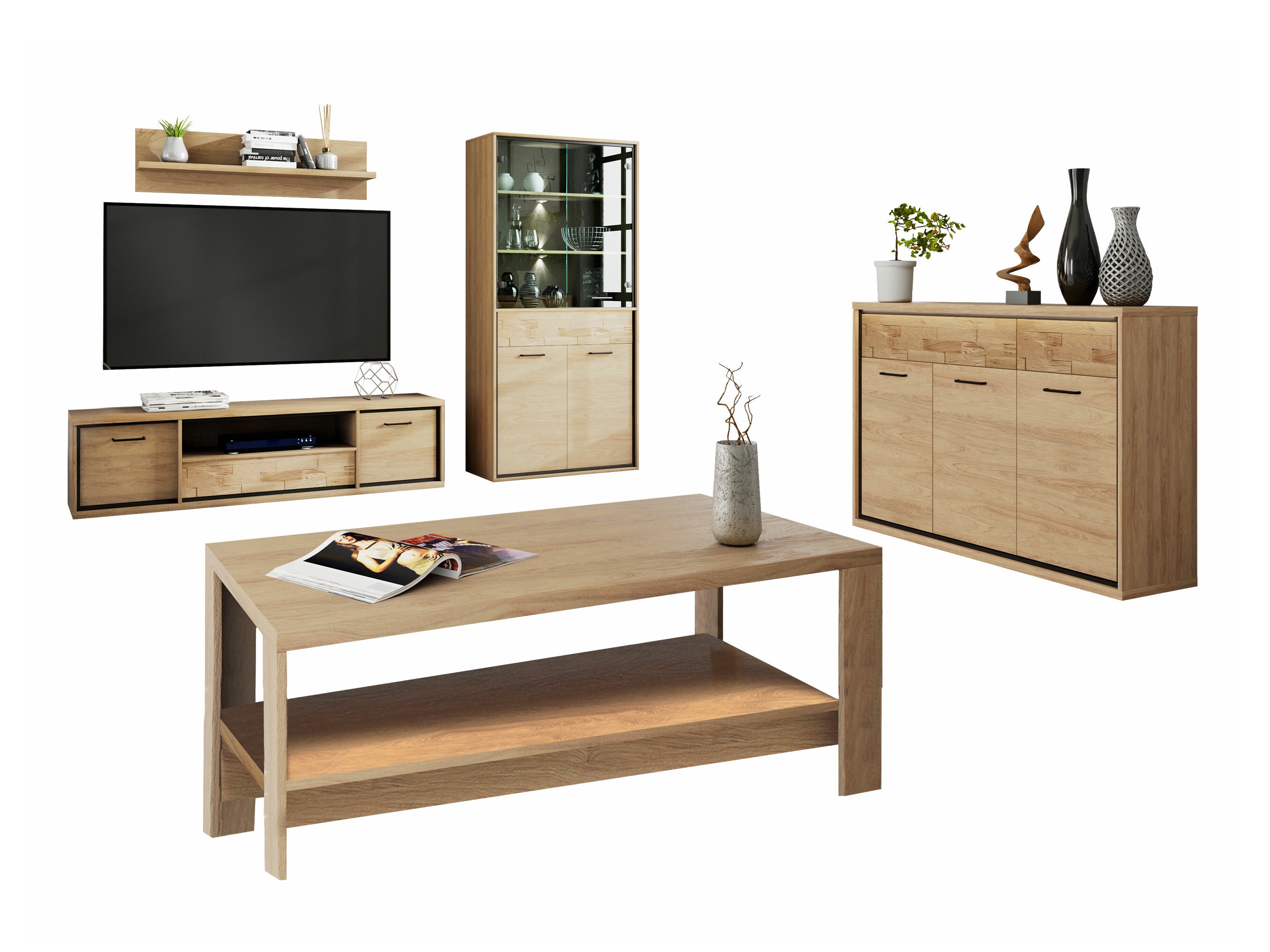 Stuemøbelsæt Etrmoni 118 (Lyst træ + Egetræ)