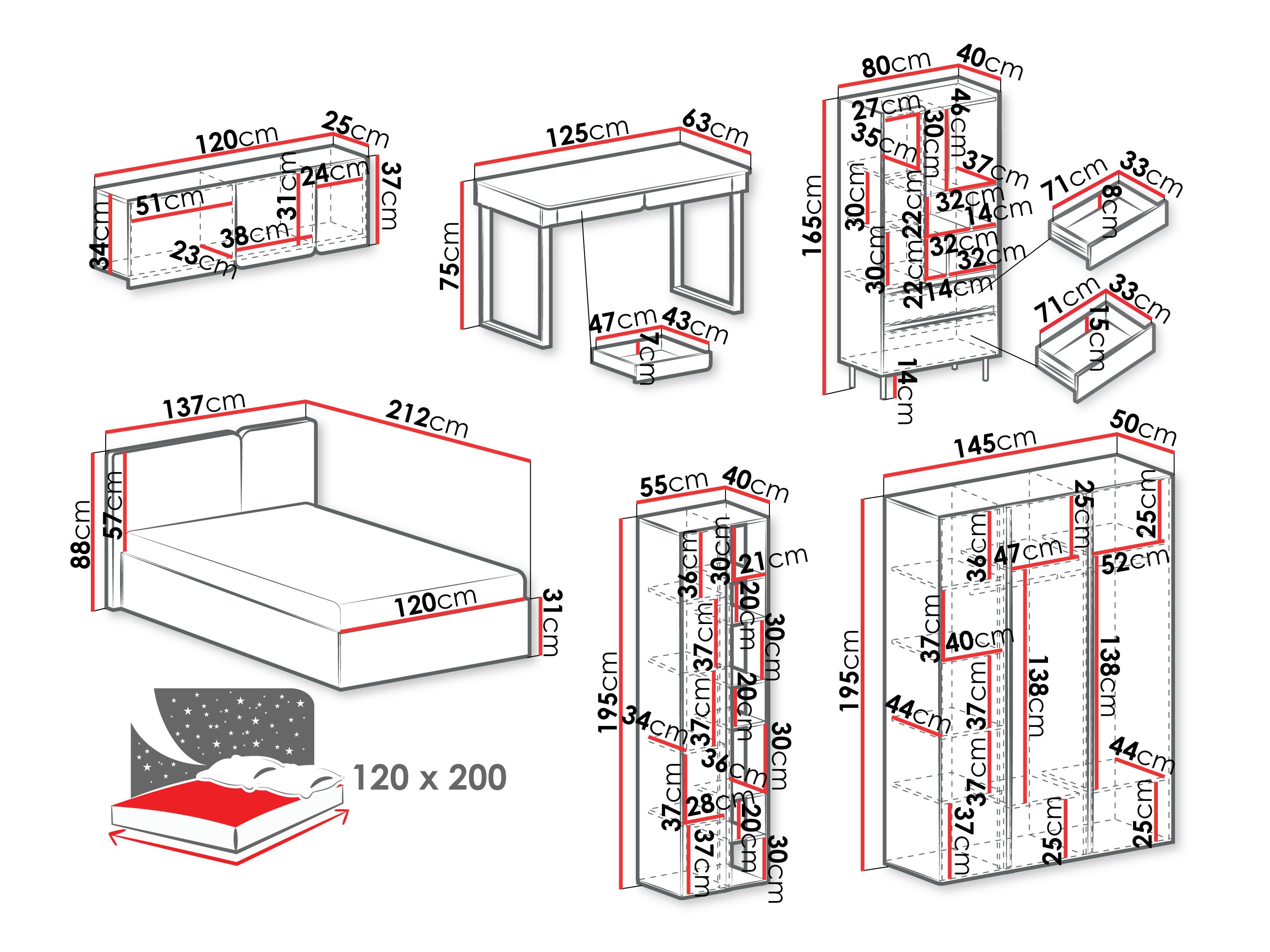 Møbelsæt Fiosono 114 (Beige + Lys eg)