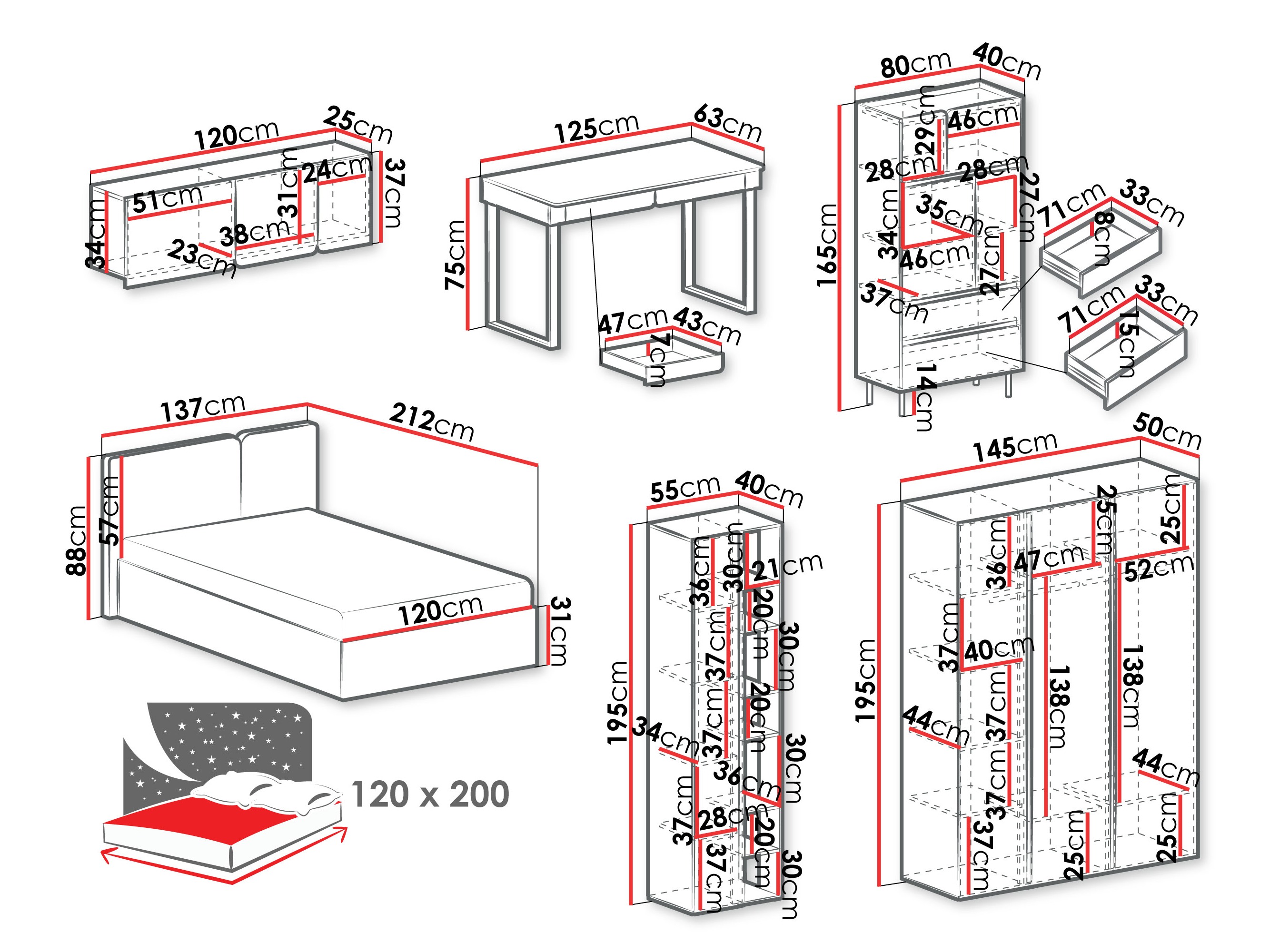 Soveværelsessæt Fiosono 113 (Eukalyptus + Egetræ)