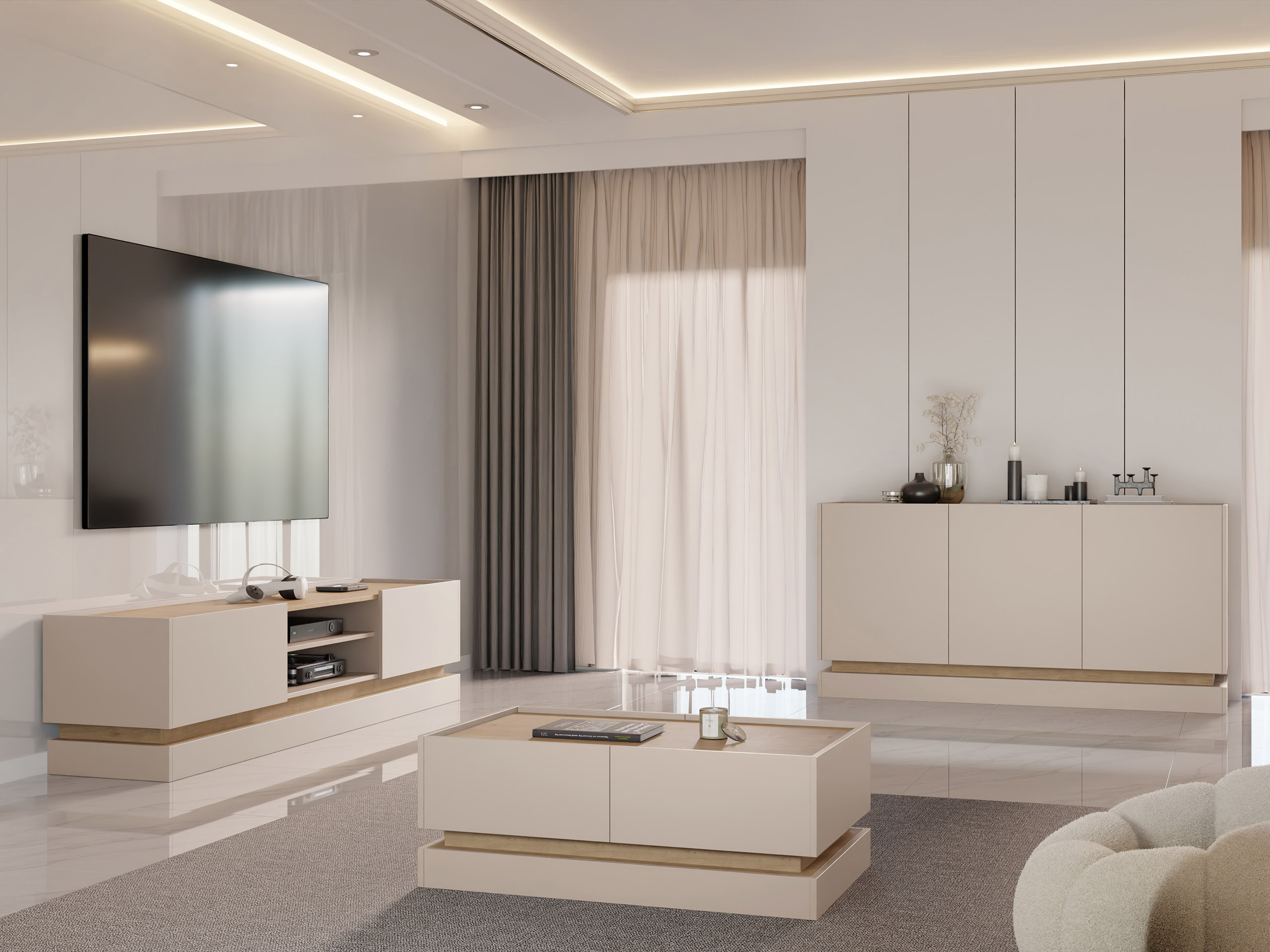 Sofabord Comfivo Tilia (Lysebrun + Egetræ)