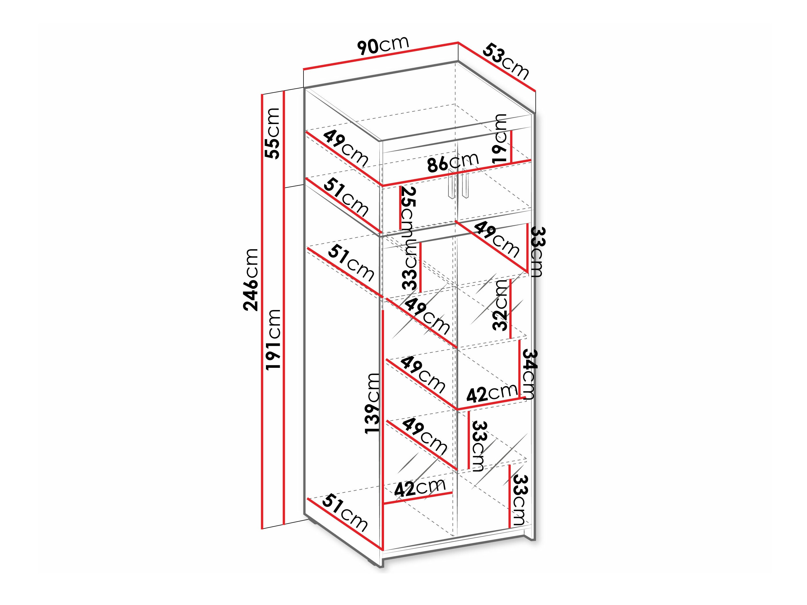 Garderobeskab Novduni 119 (Sonoma eg)