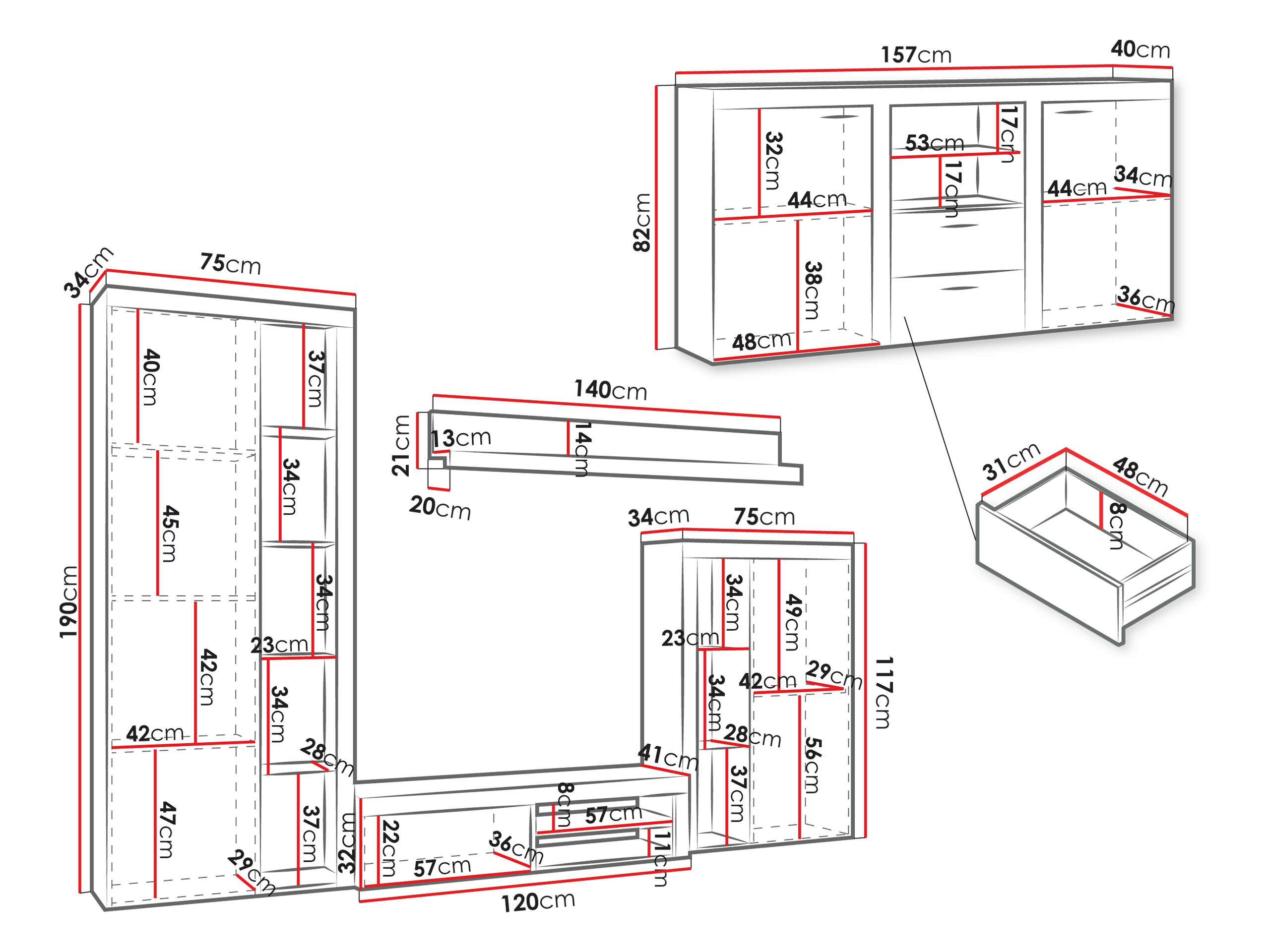 Stuemøbelsæt Tucson 106 (Hvid)
