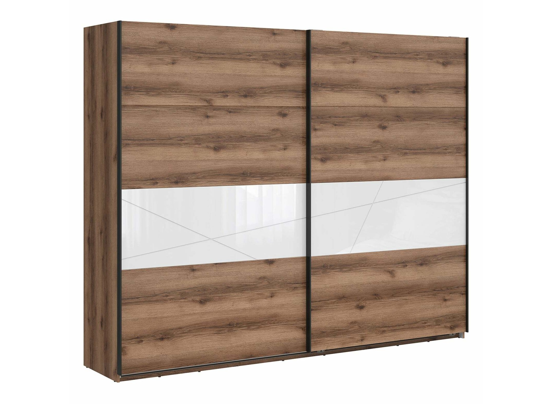 Garderobeskab Fivale 124 (Mørk Delano eg + Glansfuld hvid)